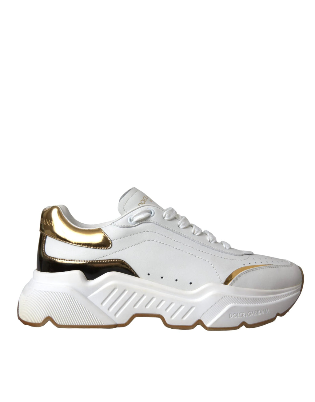 Dolce & Gabbana White Gold DAYMASTER Leather Sneakers Shoes by Dolce & Gabbana