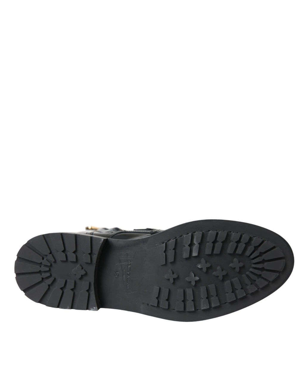 Dolce & Gabbana Black Leather Crystal Buckles Boots Shoes by Dolce & Gabbana