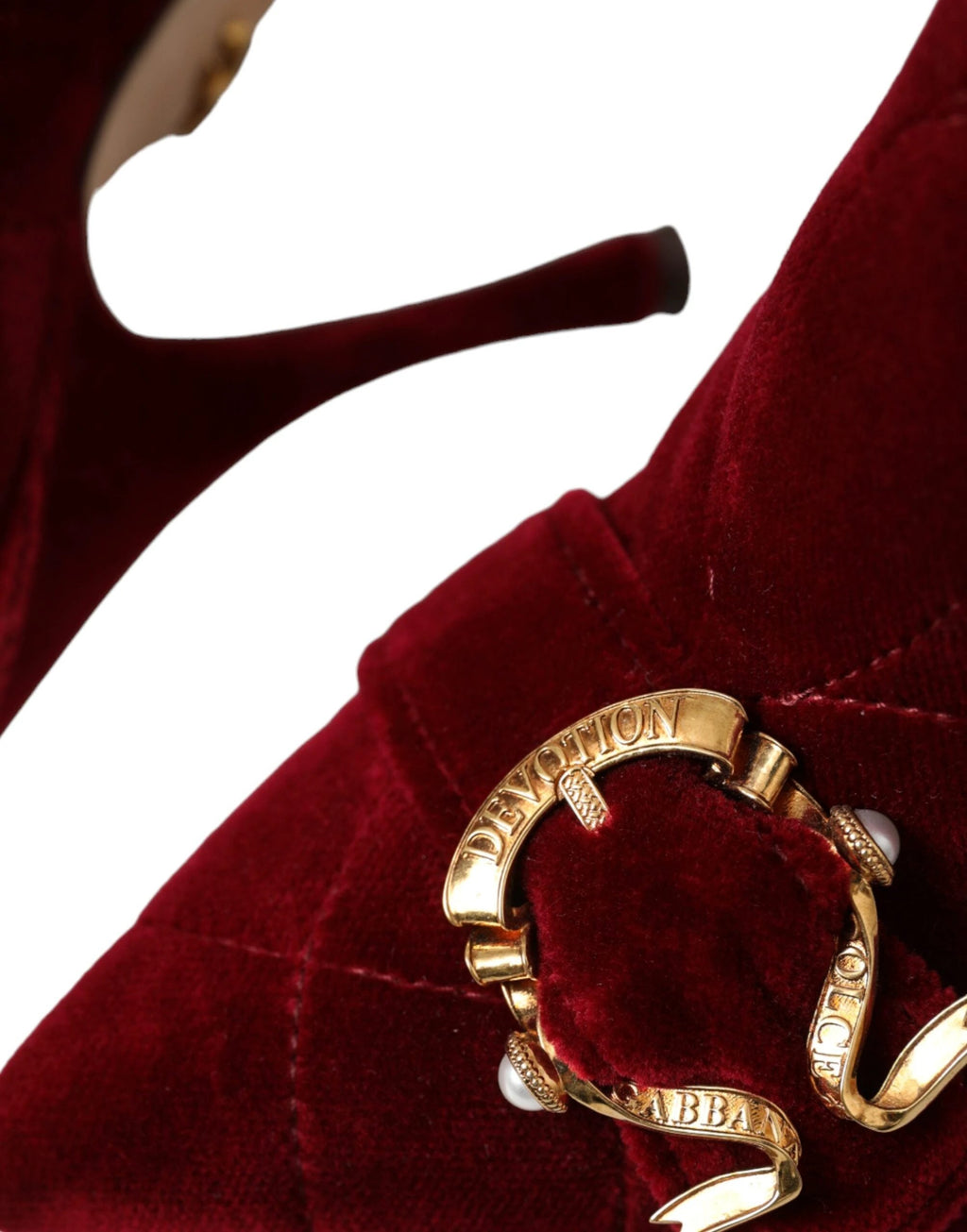 Dolce & Gabbana Dark Red Velvet Devotion Buckle Boots Shoes by Dolce & Gabbana