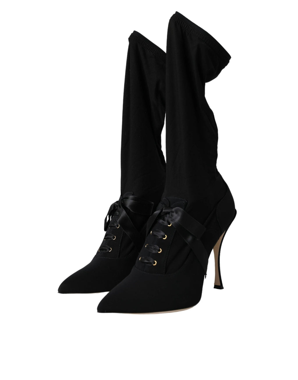 Dolce & Gabbana Black Stiletto Heels Mid Calf Boots Shoes by Dolce & Gabbana