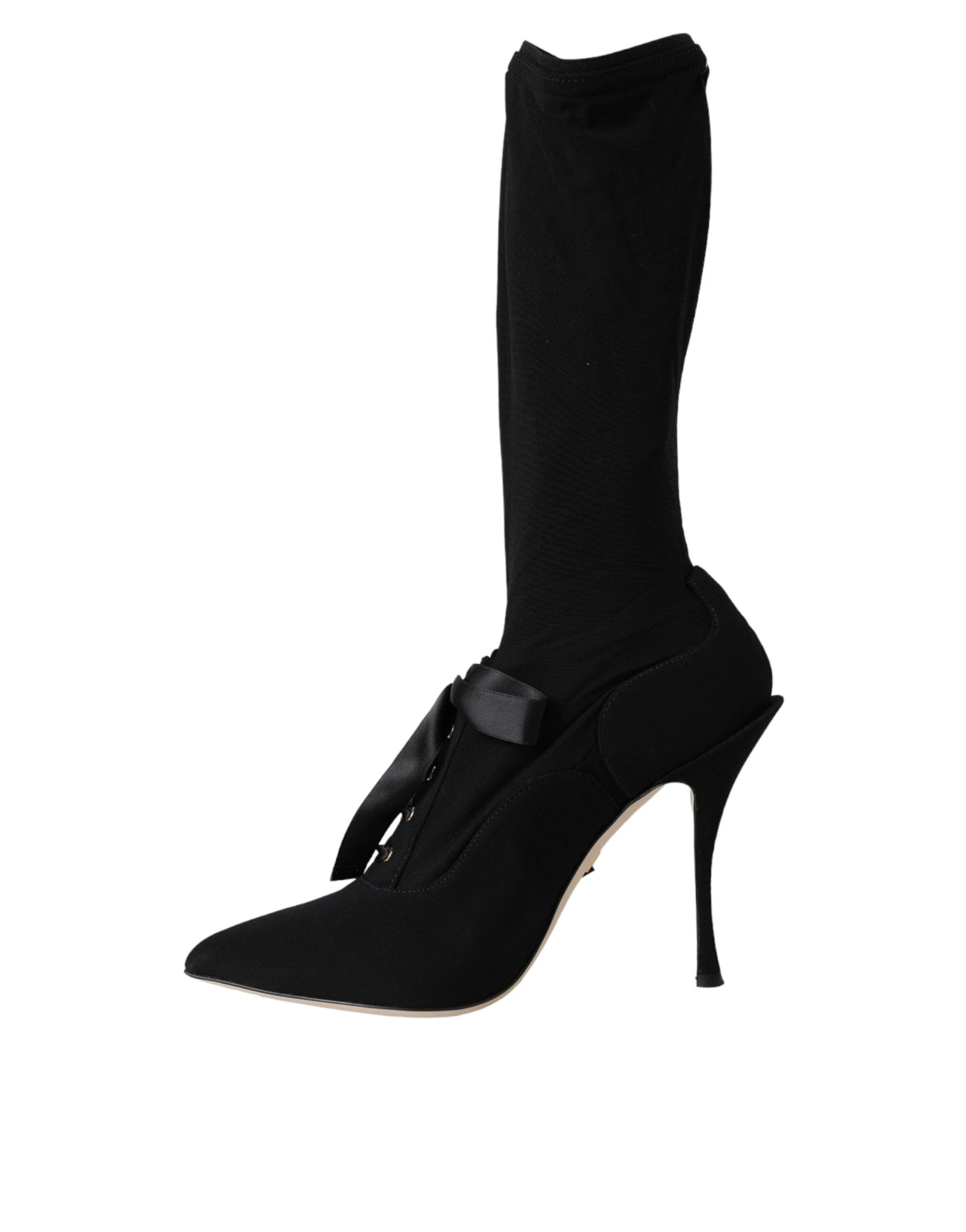 Dolce & Gabbana Black Stiletto Heels Mid Calf Boots Shoes by Dolce & Gabbana