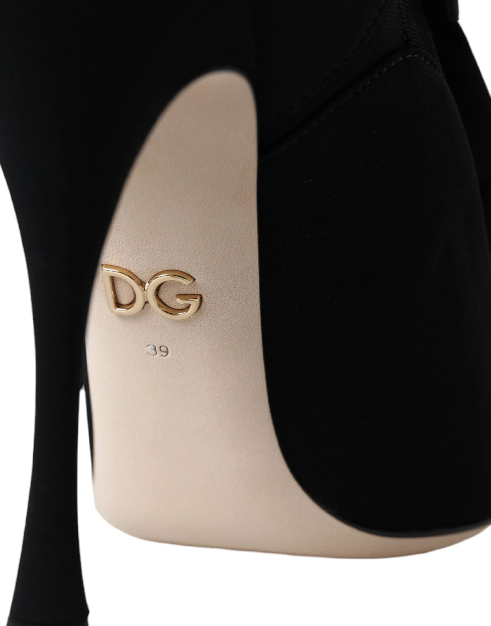 Dolce & Gabbana Black Stiletto Heels Mid Calf Boots Shoes by Dolce & Gabbana