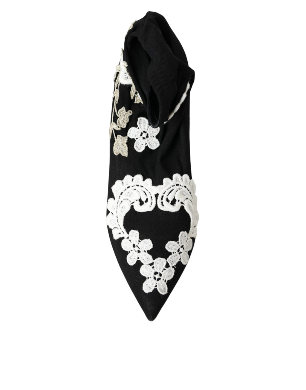 Dolce & Gabbana Black White Embroidery Slip On Boots Shoes by Dolce & Gabbana