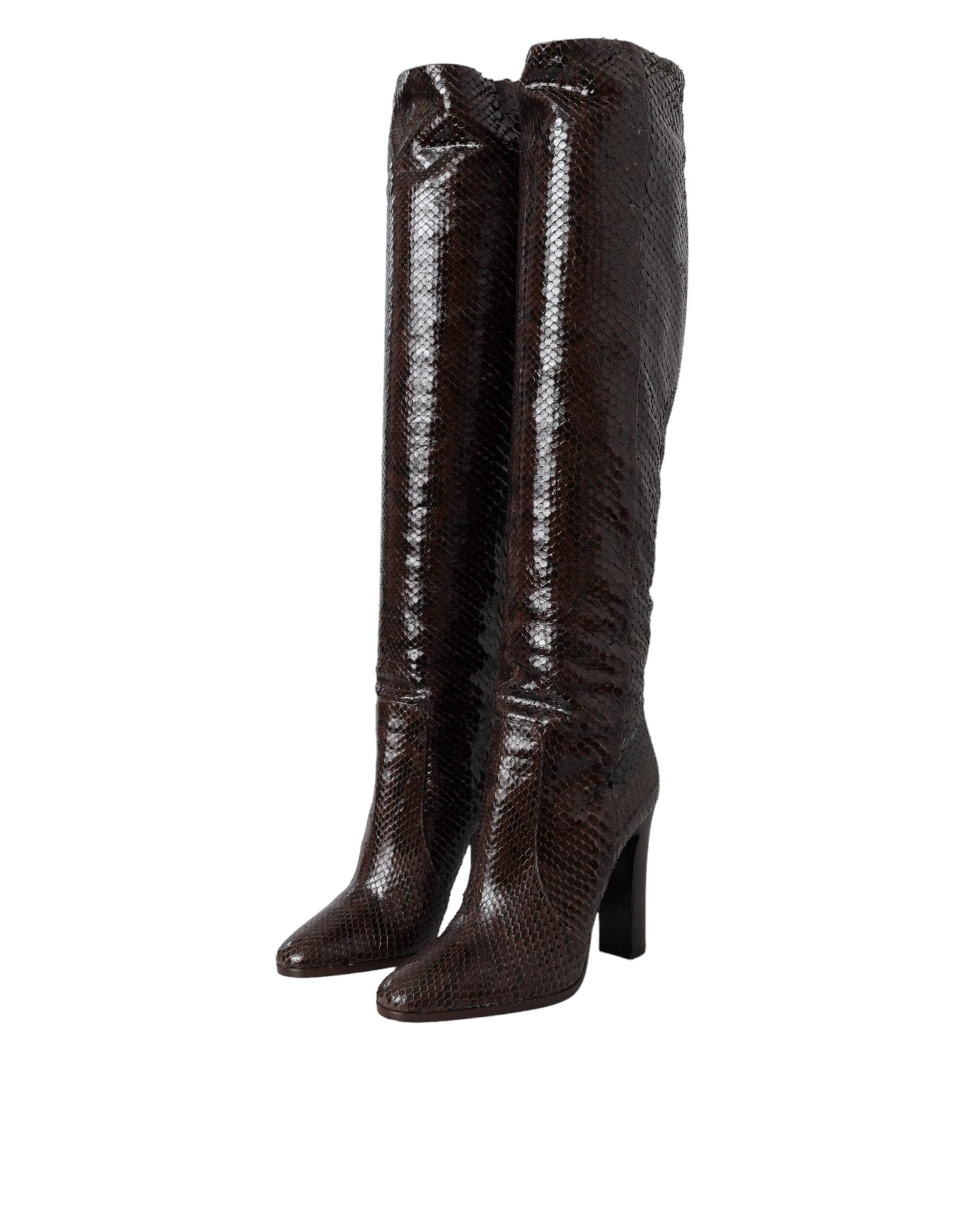 Dolce & Gabbana Brown Exotic Leather Heels High Boots Shoes by Dolce & Gabbana