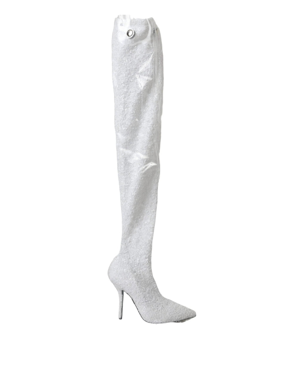 Dolce & Gabbana White Heels Stiletto Knee High Boots Shoes by Dolce & Gabbana