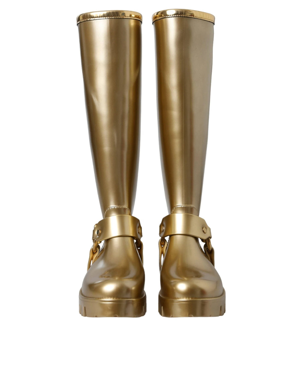 Dolce & Gabbana Metallic Gold Rubber PVC Rain Boots Shoes by Dolce & Gabbana