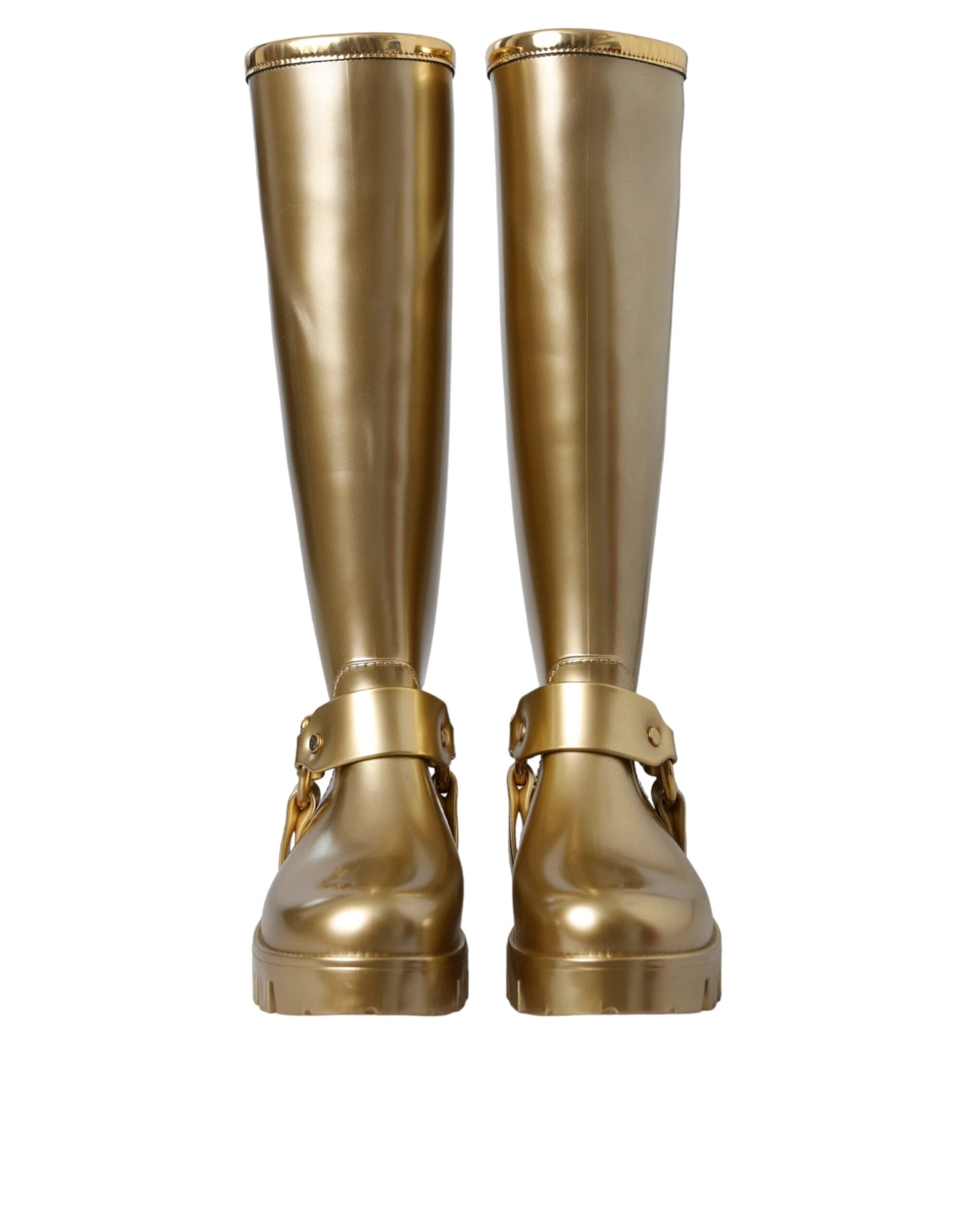 Dolce & Gabbana Metallic Gold Rubber PVC Rain Boots Shoes by Dolce & Gabbana