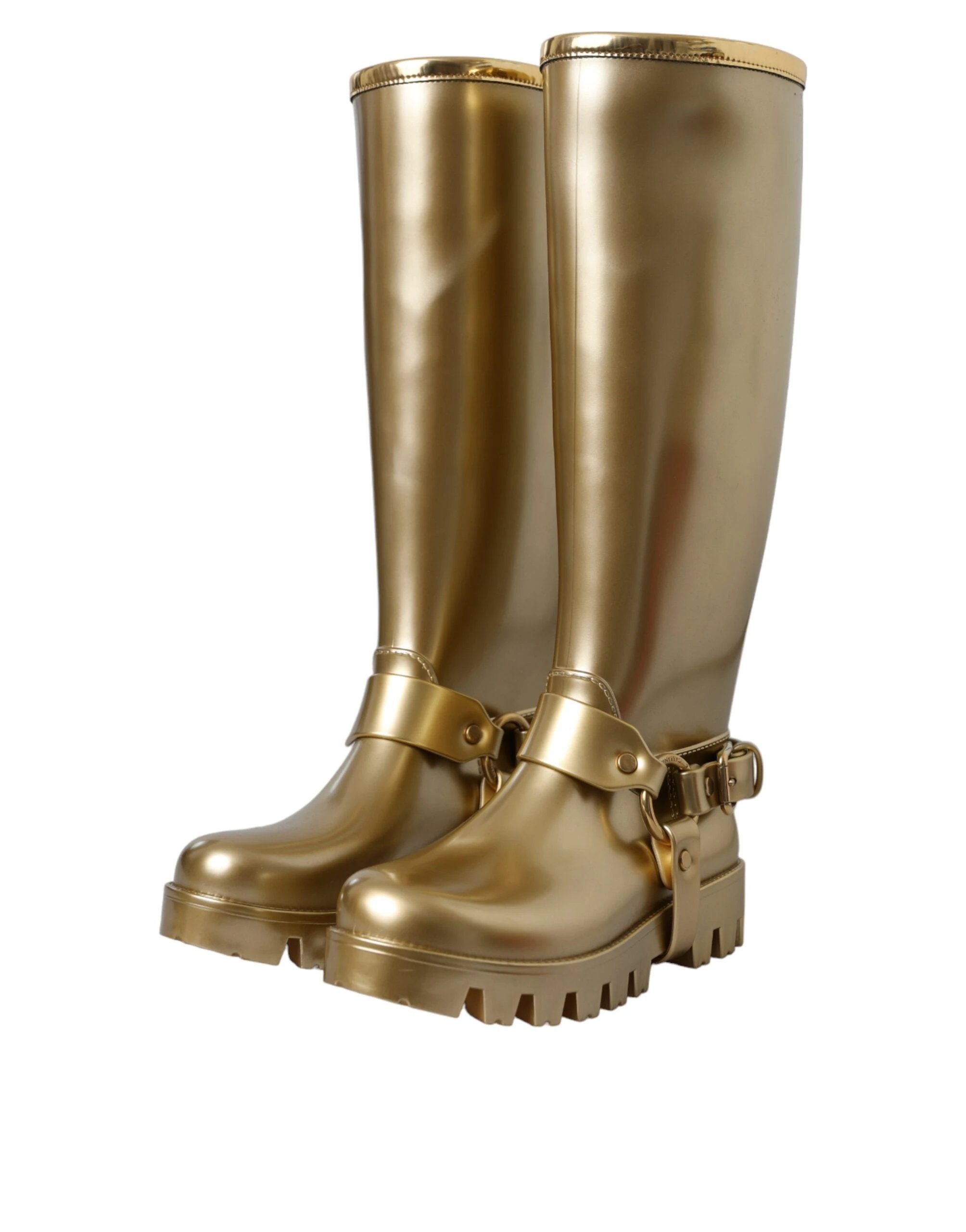 Dolce & Gabbana Metallic Gold Rubber PVC Rain Boots Shoes by Dolce & Gabbana
