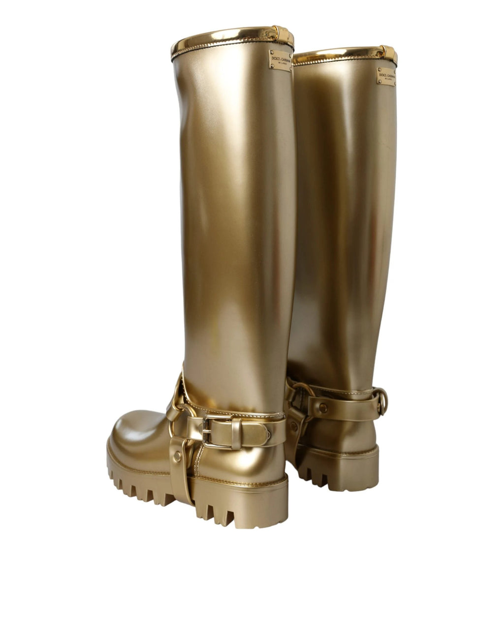 Dolce & Gabbana Metallic Gold Rubber PVC Rain Boots Shoes by Dolce & Gabbana