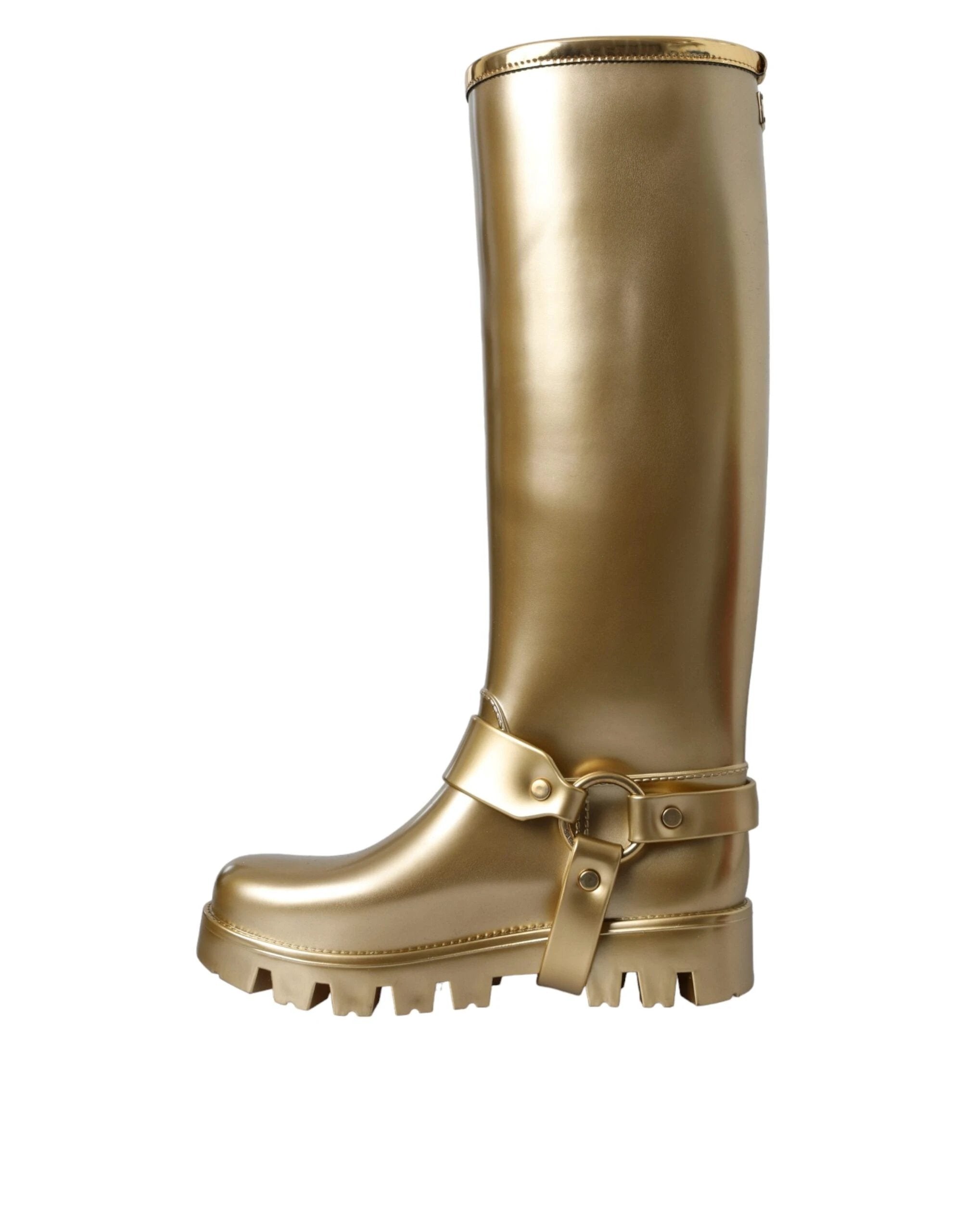 Dolce & Gabbana Metallic Gold Rubber PVC Rain Boots Shoes by Dolce & Gabbana