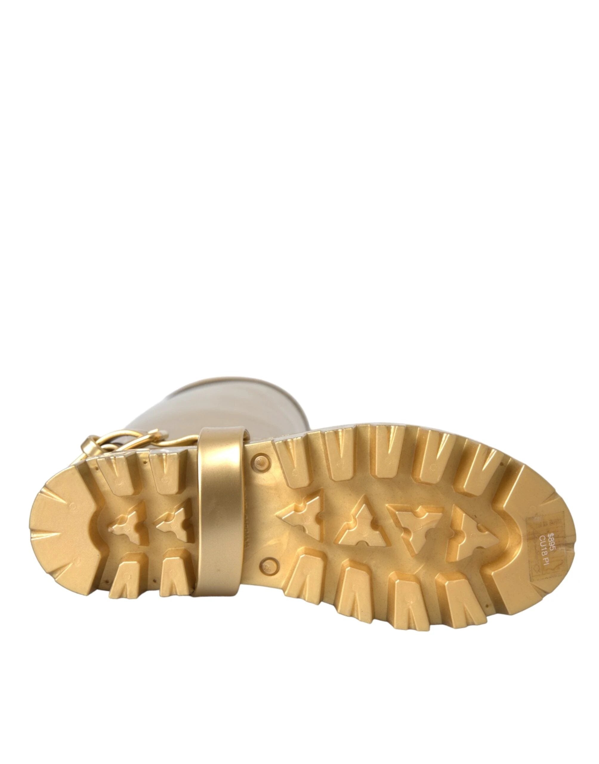 Dolce & Gabbana Metallic Gold Rubber PVC Rain Boots Shoes by Dolce & Gabbana