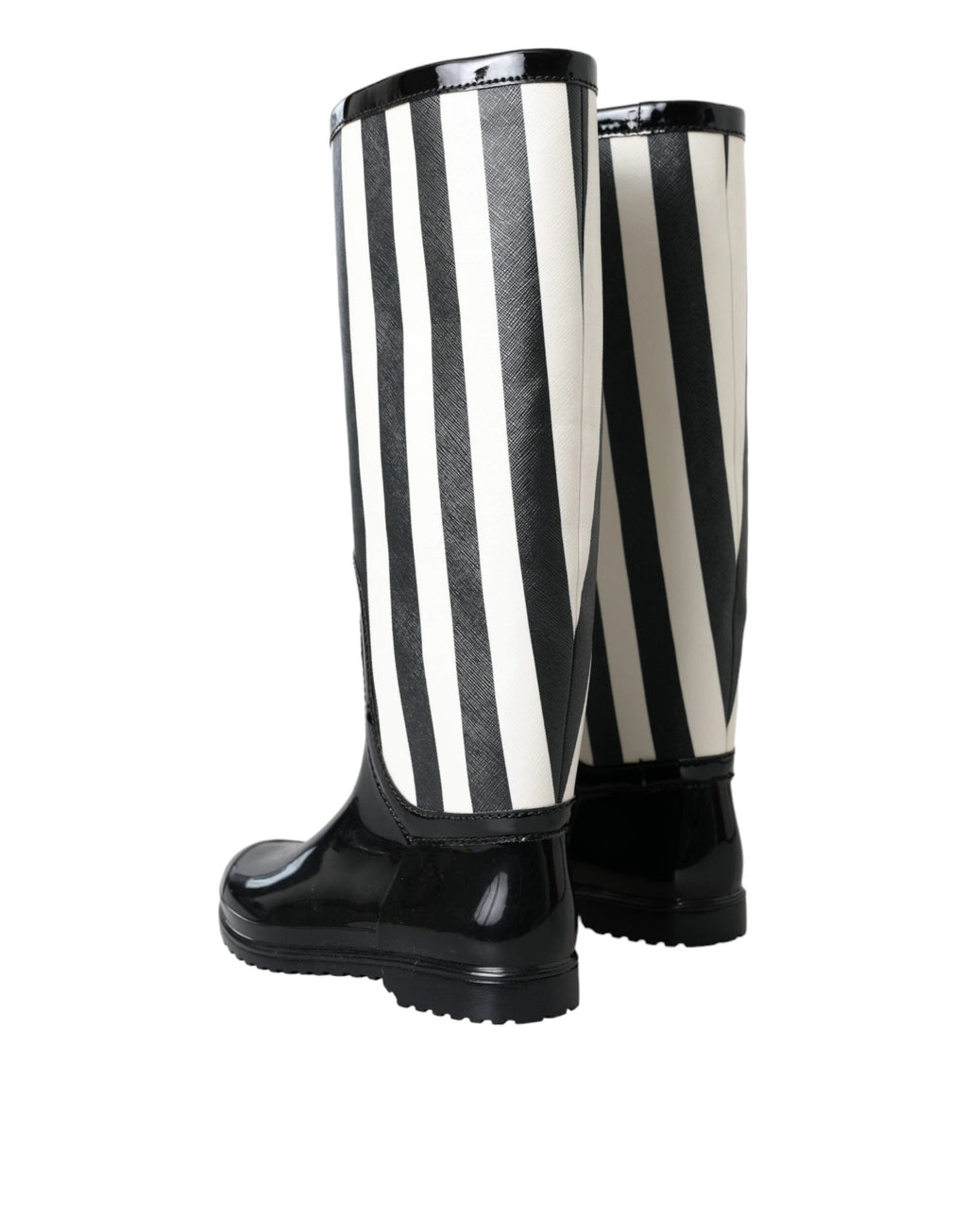 Dolce & Gabbana Black Rubber Knee High Flat Boots Shoes by Dolce & Gabbana