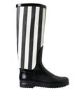 Dolce & Gabbana Black Rubber Knee High Flat Boots Shoes by Dolce & Gabbana