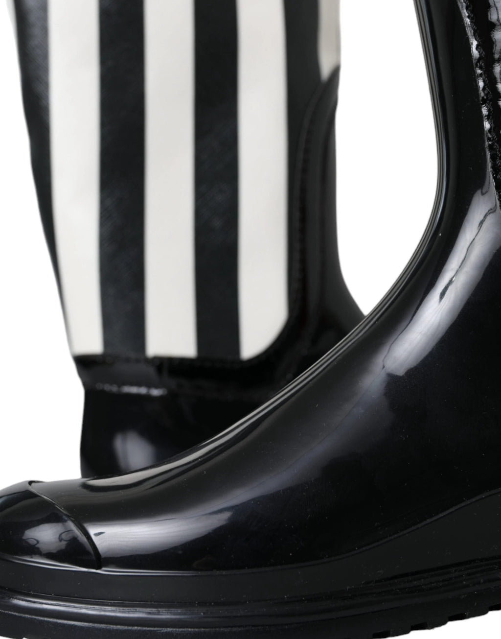Dolce & Gabbana Black Rubber Knee High Flat Boots Shoes by Dolce & Gabbana