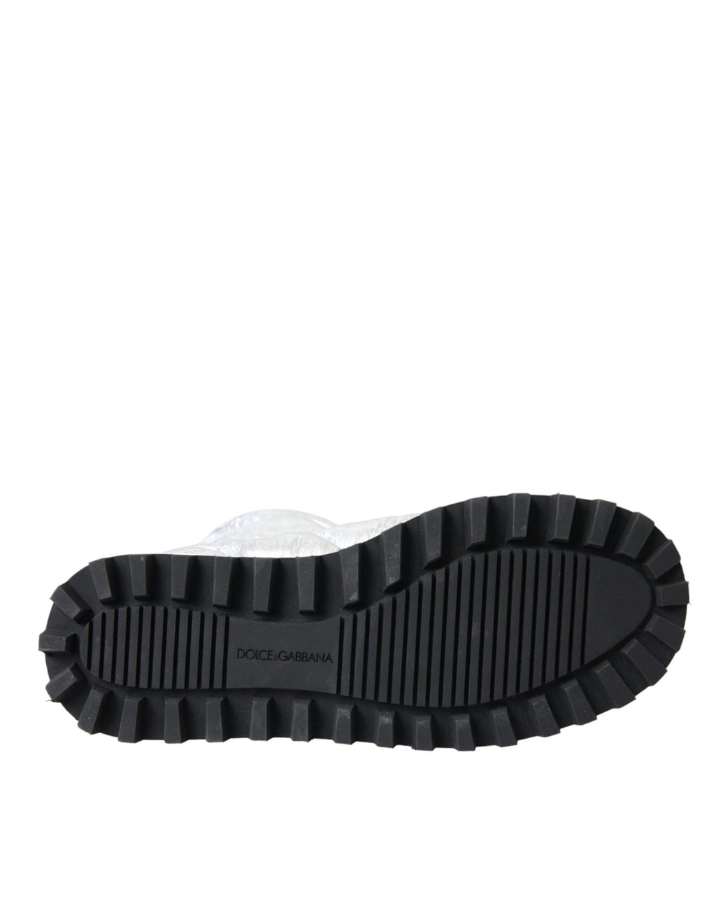 Dolce & Gabbana Metallic Silver Quilted Logo Patch Boot Shoes by Dolce & Gabbana