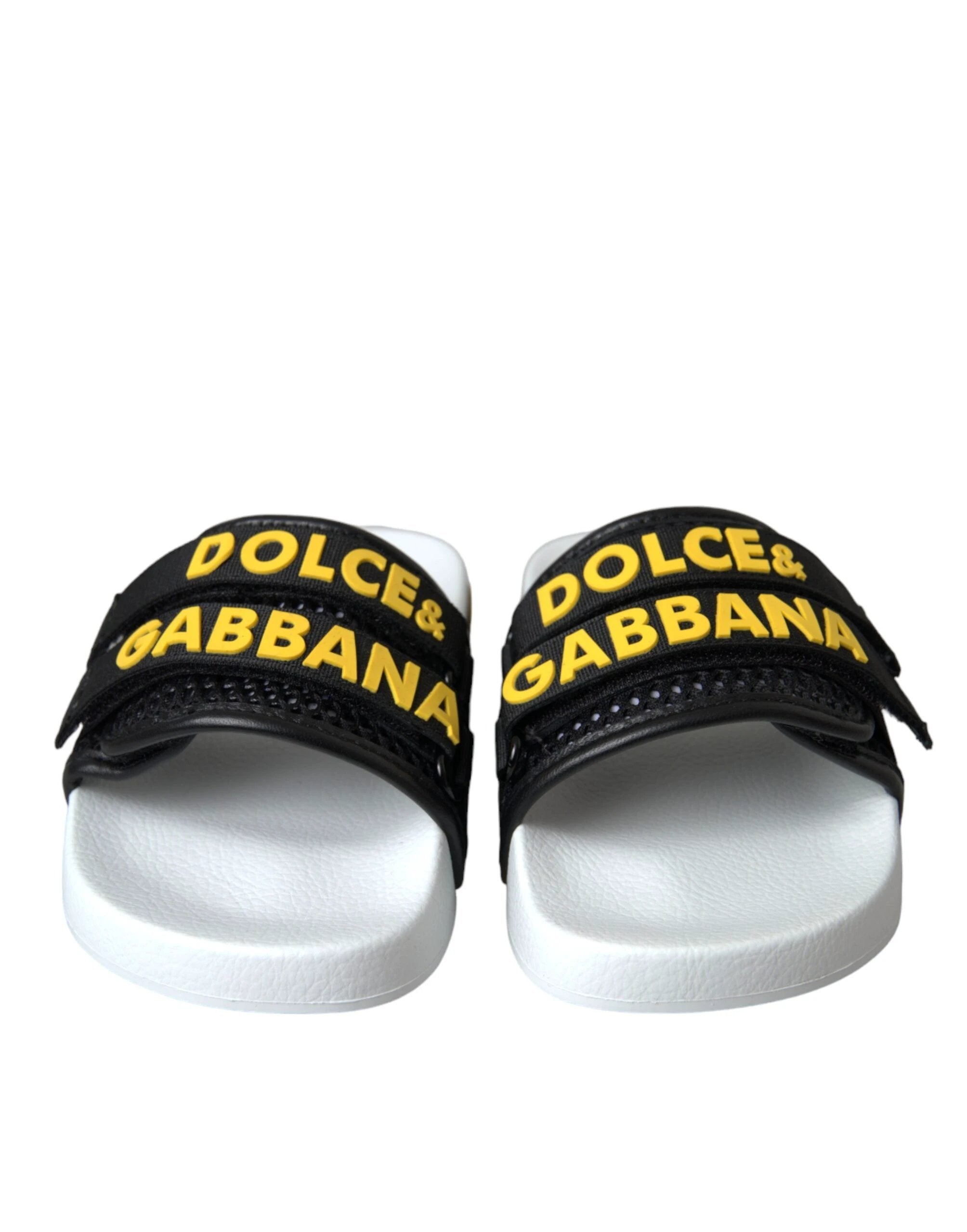 Dolce & Gabbana White Black Logo Beachwear Flats Sandals Shoes by Dolce & Gabbana