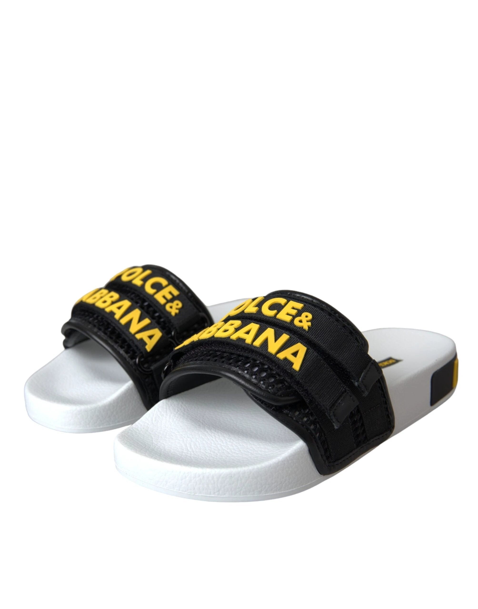 Dolce & Gabbana White Black Logo Beachwear Flats Sandals Shoes by Dolce & Gabbana