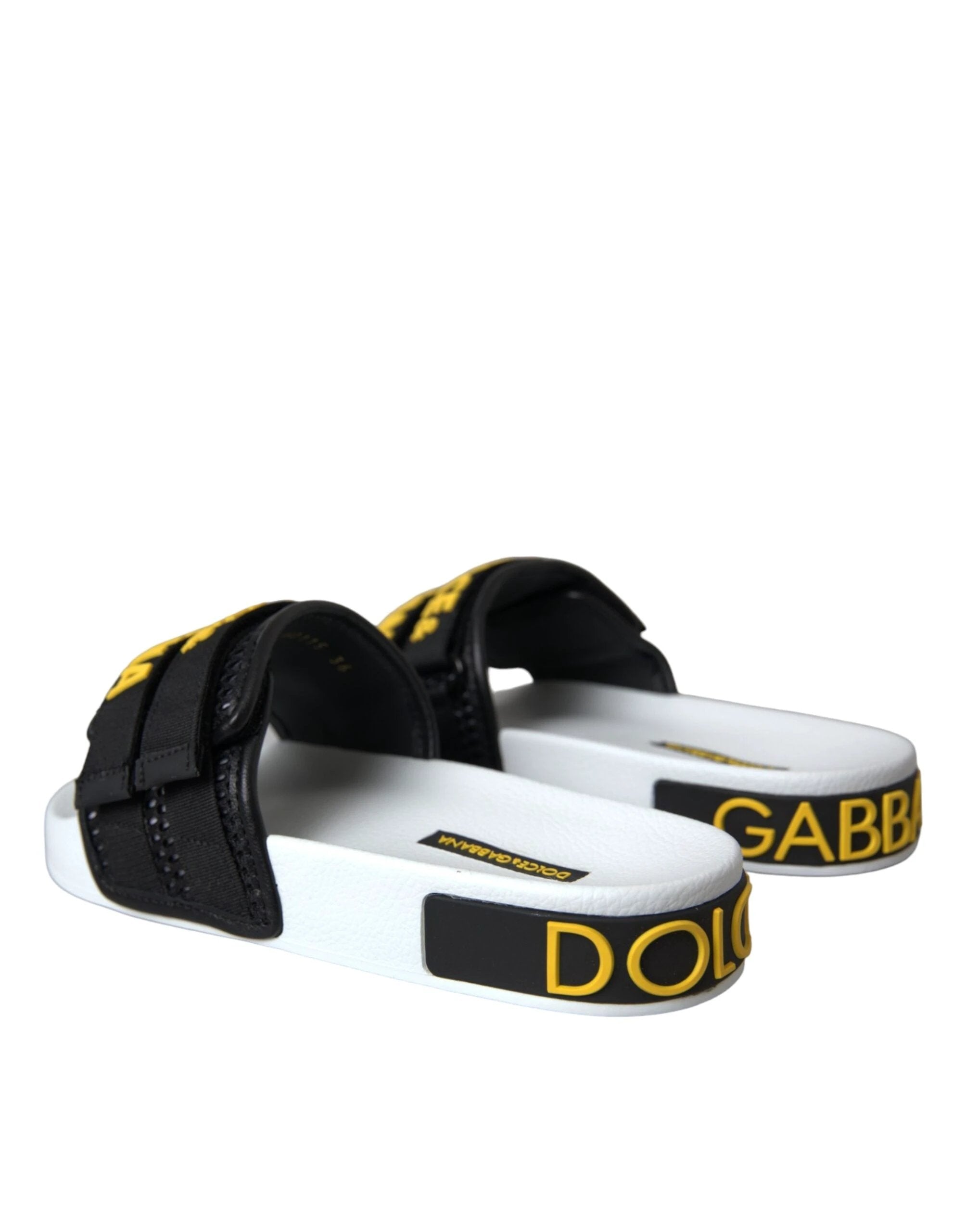 Dolce & Gabbana White Black Logo Beachwear Flats Sandals Shoes by Dolce & Gabbana