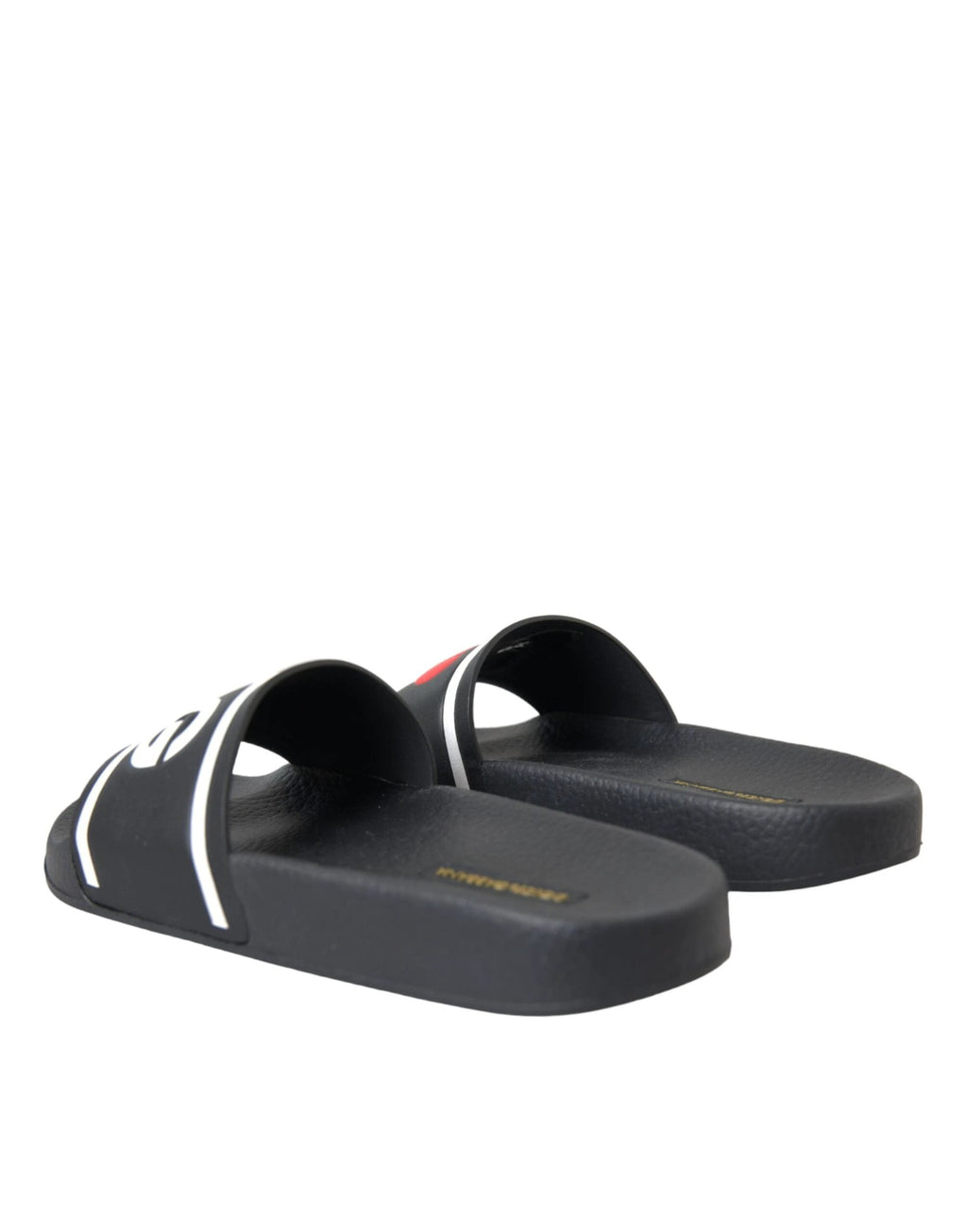 Dolce & Gabbana Black Leather I Love D&G Sandals Slides Shoes by Dolce & Gabbana
