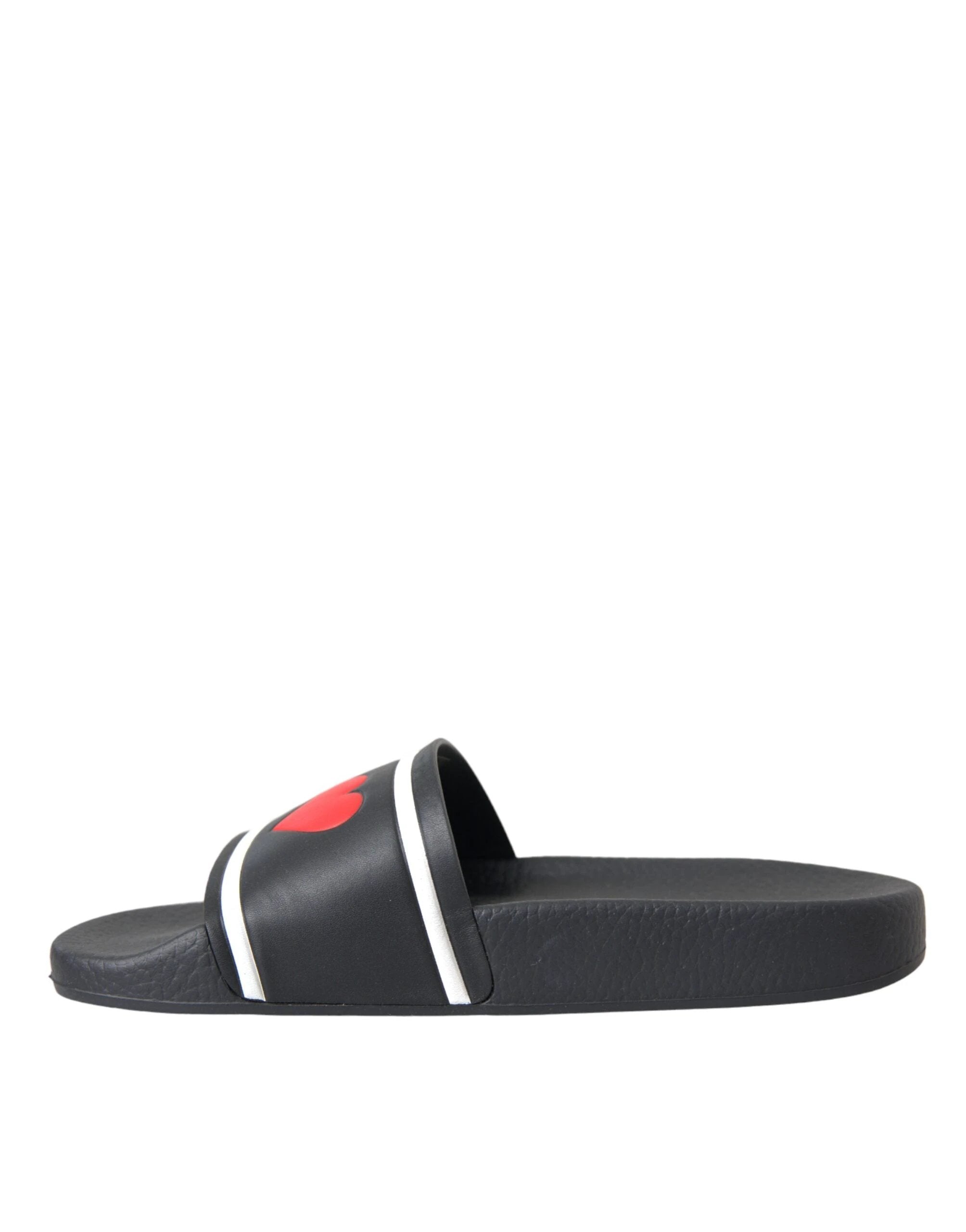 Dolce & Gabbana Black Leather I Love D&G Sandals Slides Shoes by Dolce & Gabbana