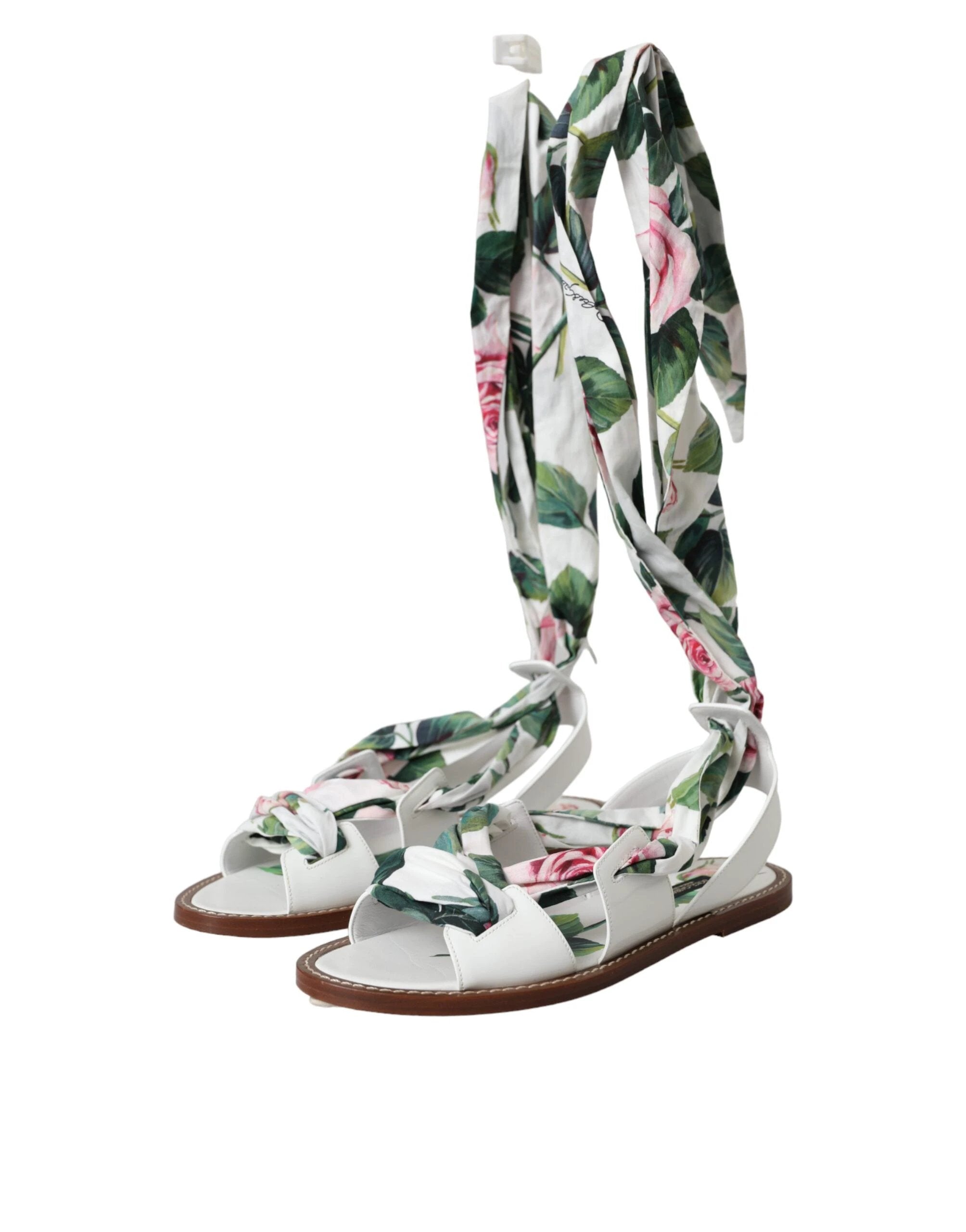 Dolce & Gabbana Multicolor Floral Print Ankle Wrap Sandals Shoes by Dolce & Gabbana