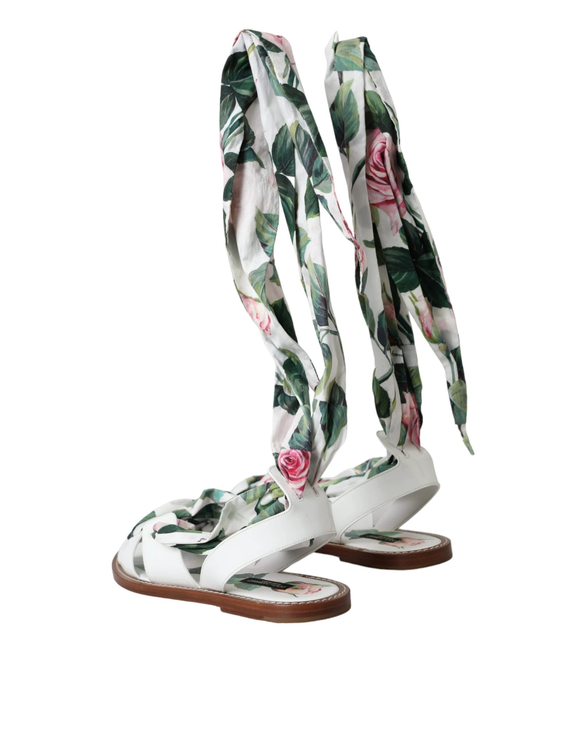 Dolce & Gabbana Multicolor Floral Print Ankle Wrap Sandals Shoes by Dolce & Gabbana