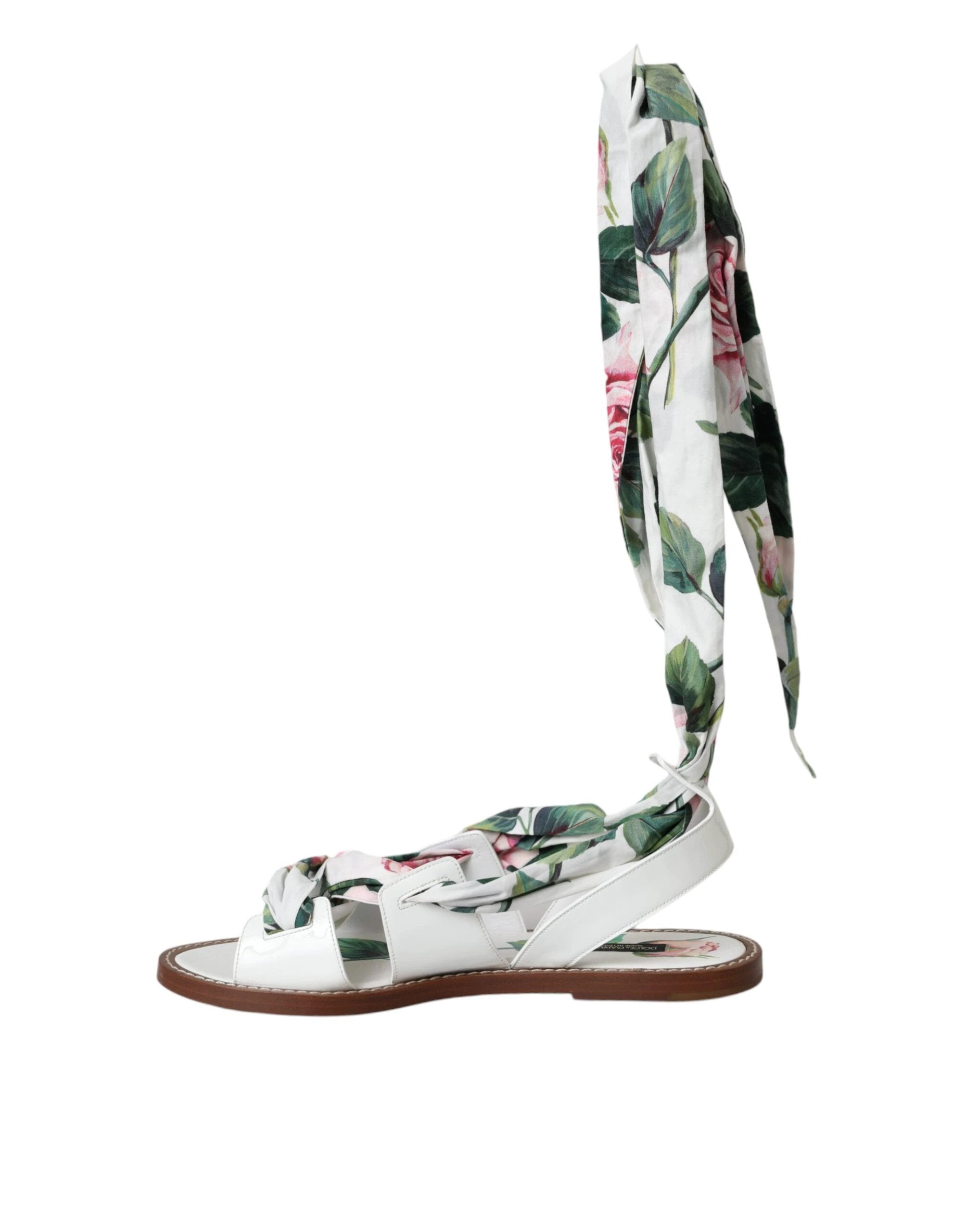 Dolce & Gabbana Multicolor Floral Print Ankle Wrap Sandals Shoes by Dolce & Gabbana