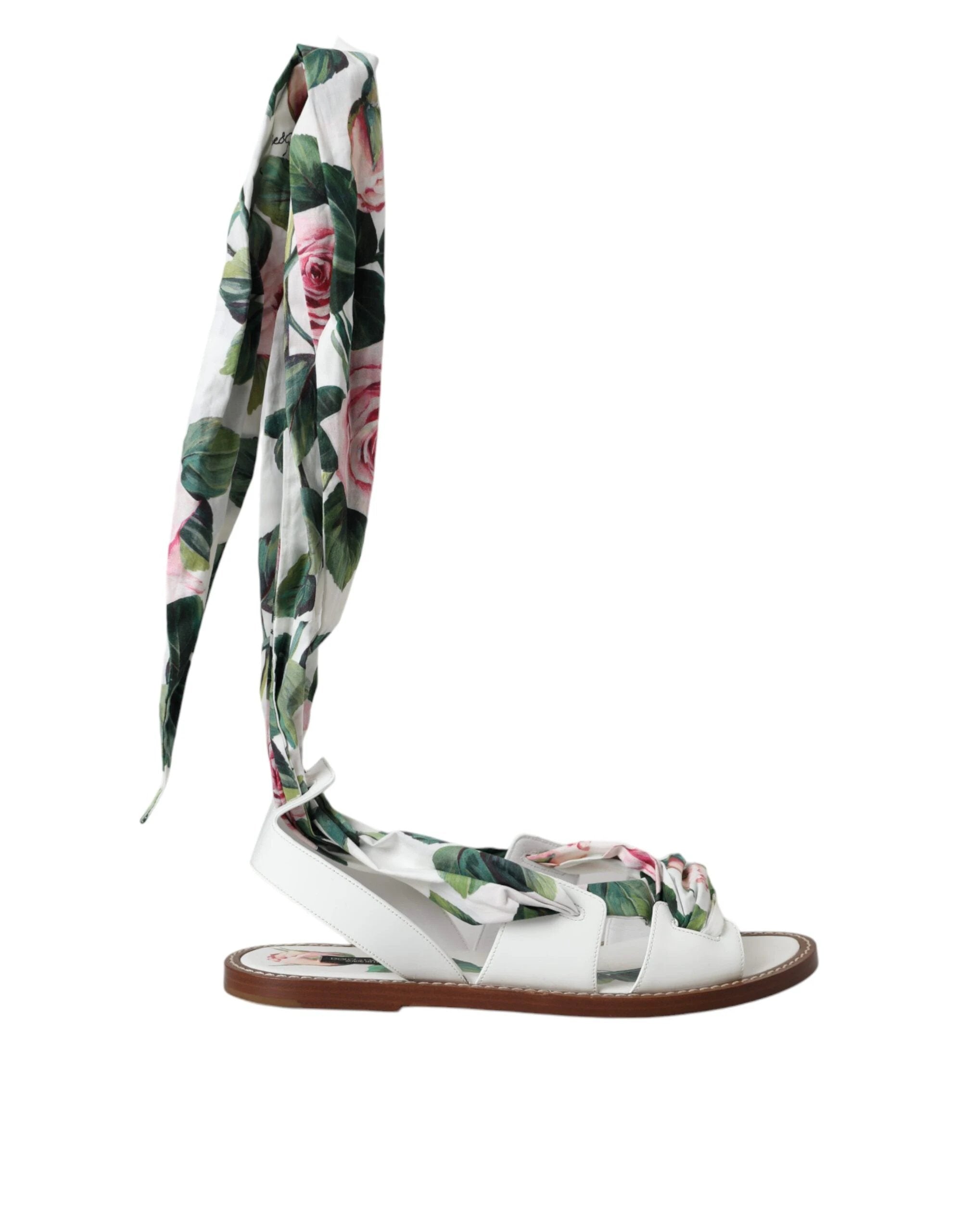 Dolce & Gabbana Multicolor Floral Print Ankle Wrap Sandals Shoes by Dolce & Gabbana