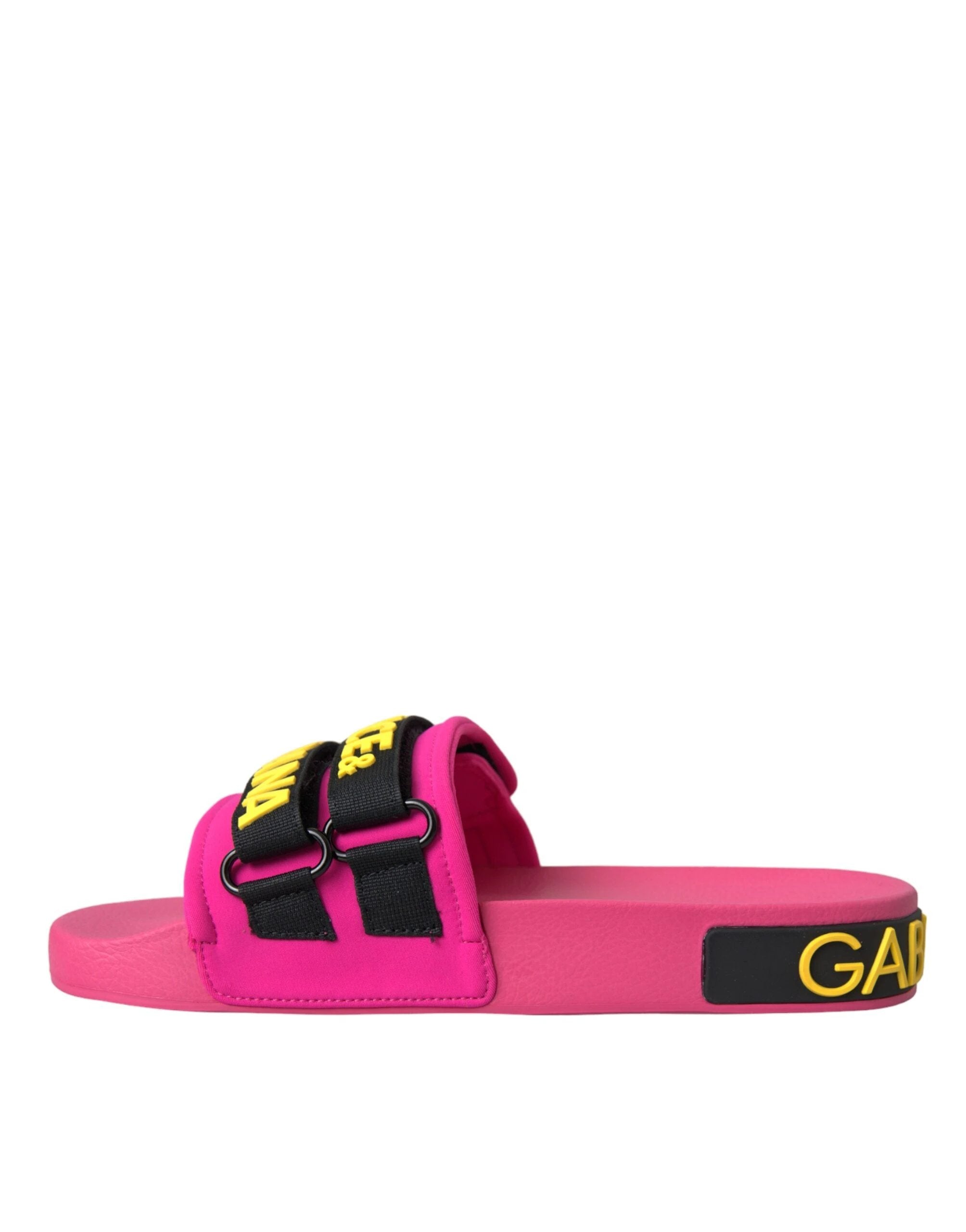 Dolce & Gabbana Pink Black Logo Beachwear Flats Sandals Shoes by Dolce & Gabbana