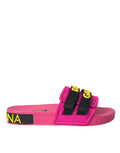 Dolce & Gabbana Pink Black Logo Beachwear Flats Sandals Shoes by Dolce & Gabbana