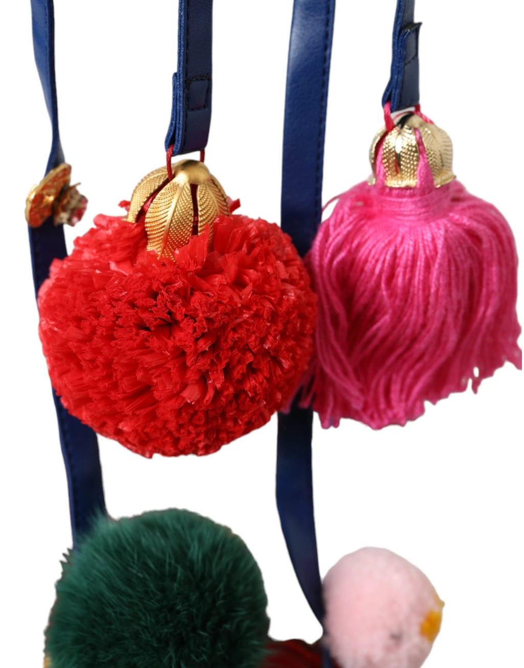 Dolce & Gabbana Multicolor Pom Pom Fur Wrap Sandals Shoes by Dolce & Gabbana