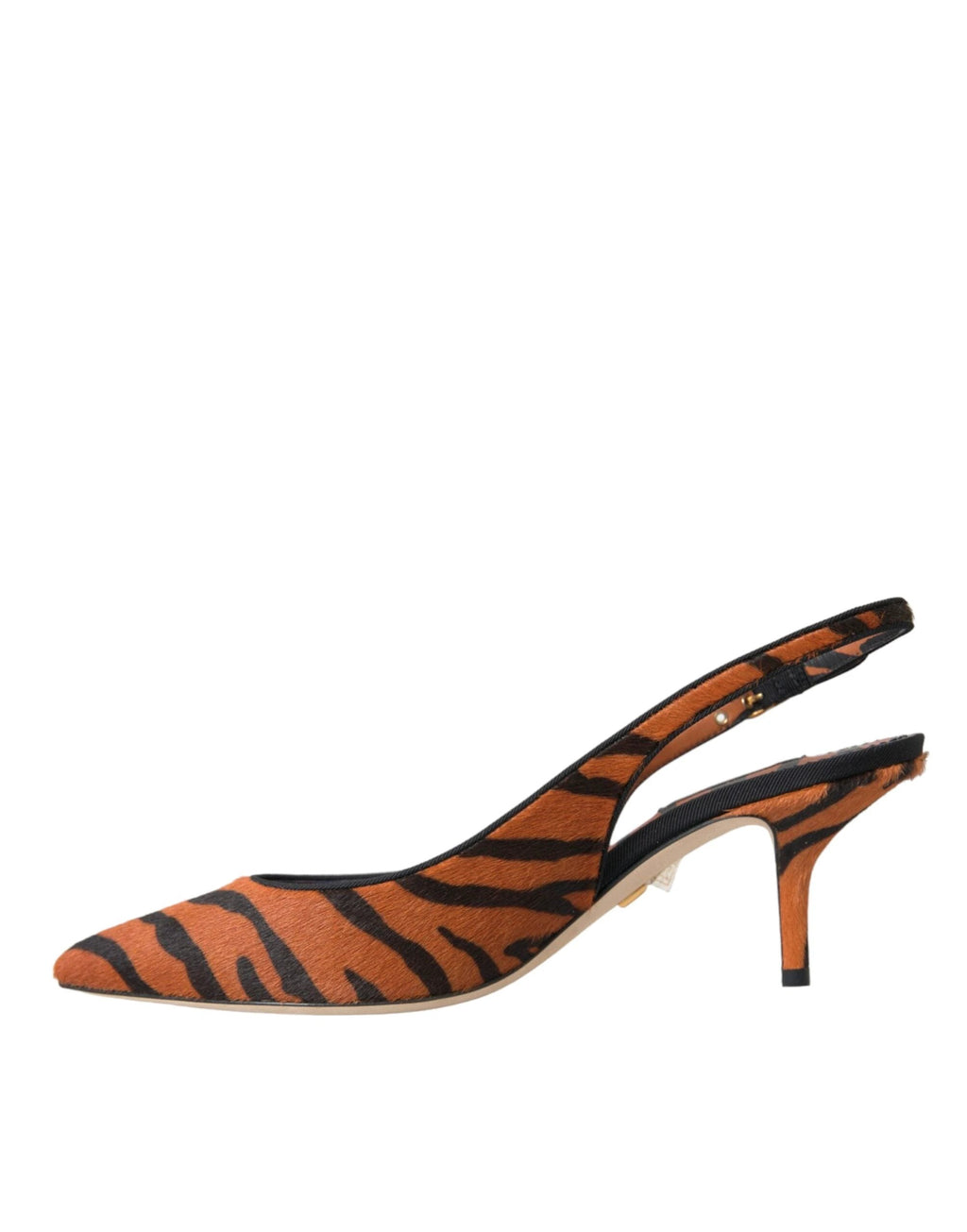 Dolce & Gabbana Black Orange Zebra Leather Slingbacks Shoes by Dolce & Gabbana