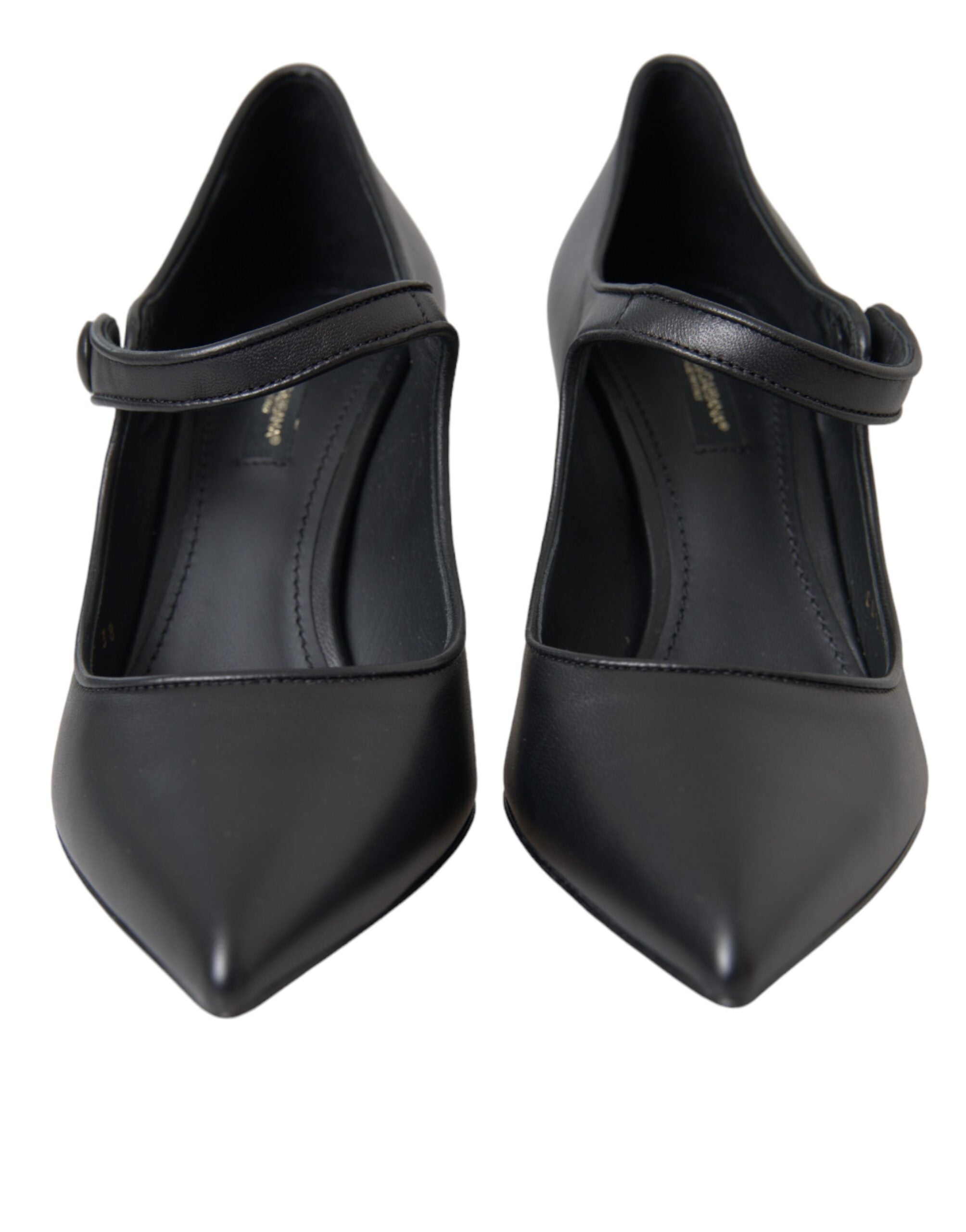 Dolce & Gabbana Black Leather Logo Heels Mary Janes Pumps Shoes by Dolce & Gabbana