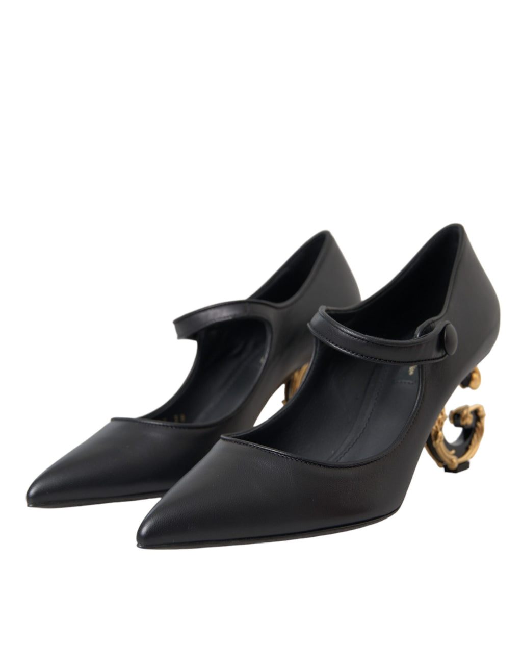 Dolce & Gabbana Black Leather Logo Heels Mary Janes Pumps Shoes by Dolce & Gabbana