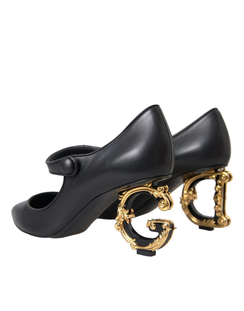Dolce & Gabbana Black Leather Logo Heels Mary Janes Pumps Shoes by Dolce & Gabbana