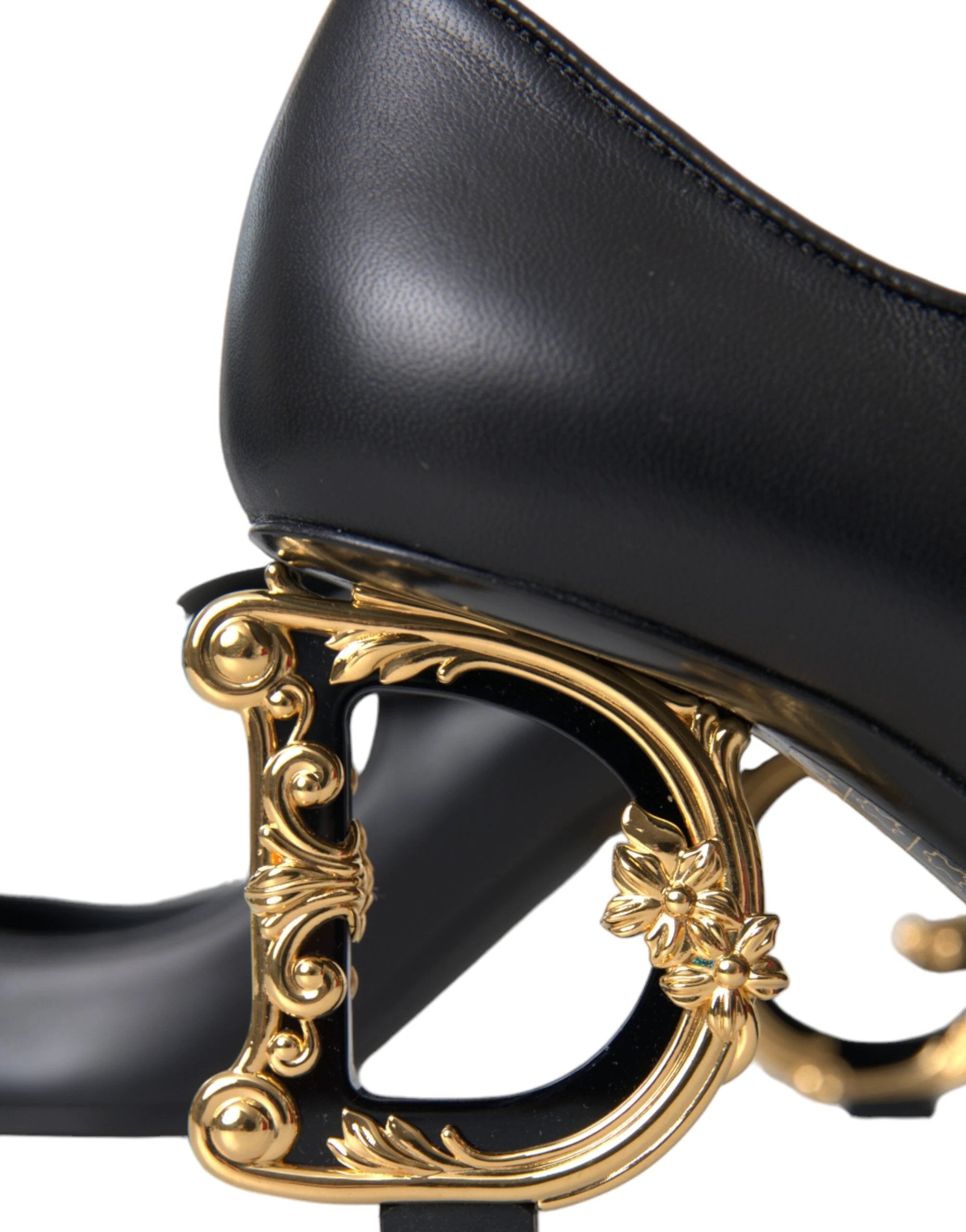 Dolce & Gabbana Black Leather Logo Heels Mary Janes Pumps Shoes by Dolce & Gabbana