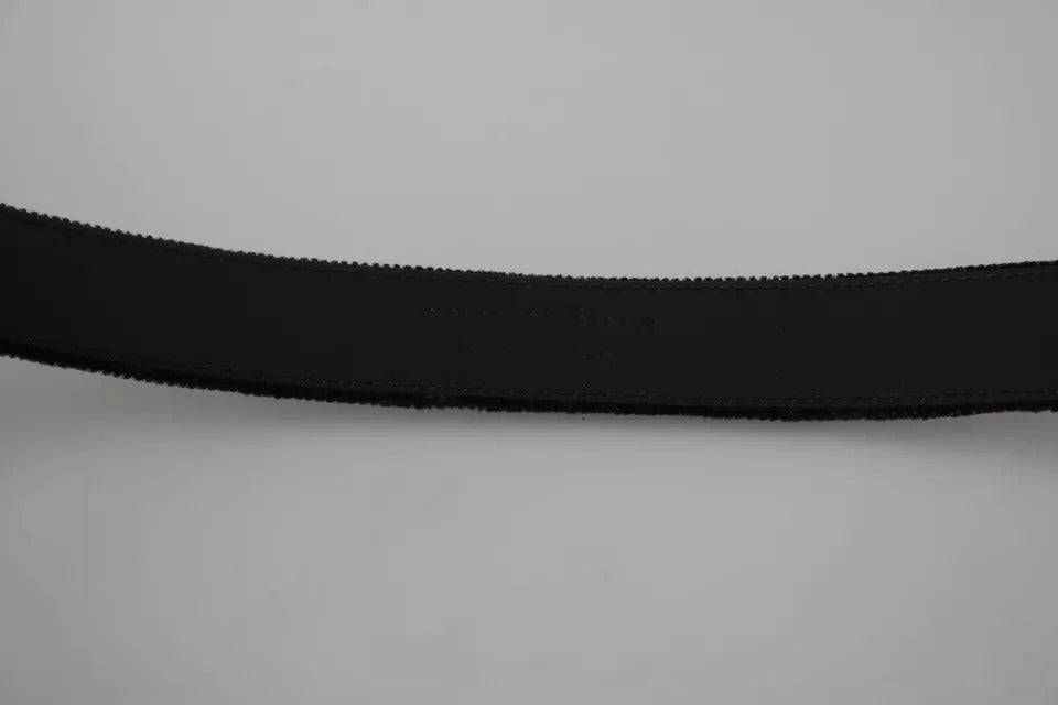 Dolce & Gabbana Black Velvet Silver Tone Metal Buckle Men Belt by Dolce & Gabbana