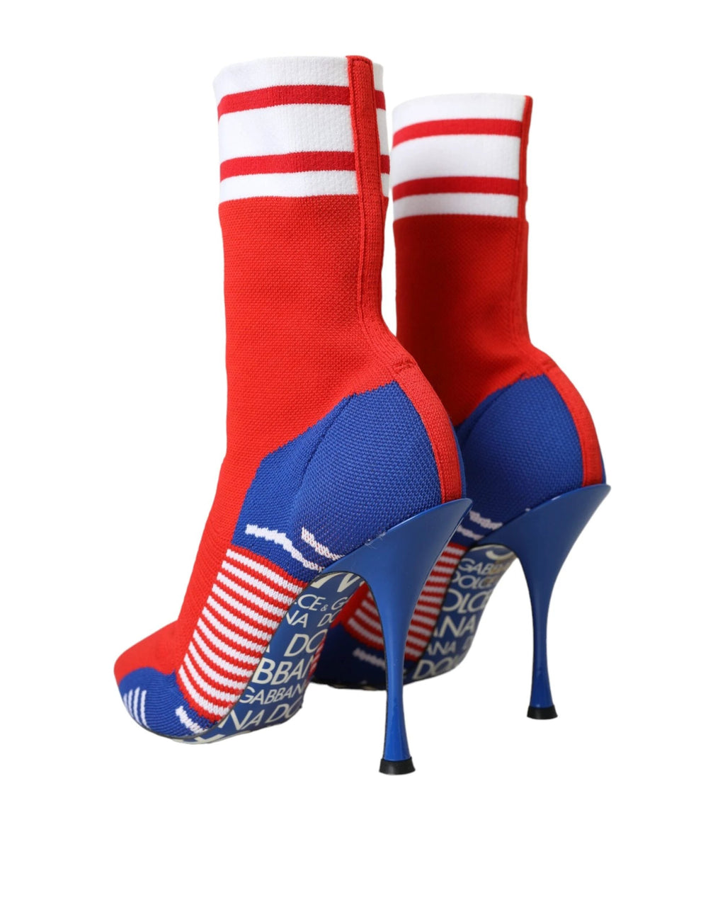 Dolce & Gabbana Red Blue Stretch Sock Style Ankle Boots Logo Shoes by Dolce & Gabbana