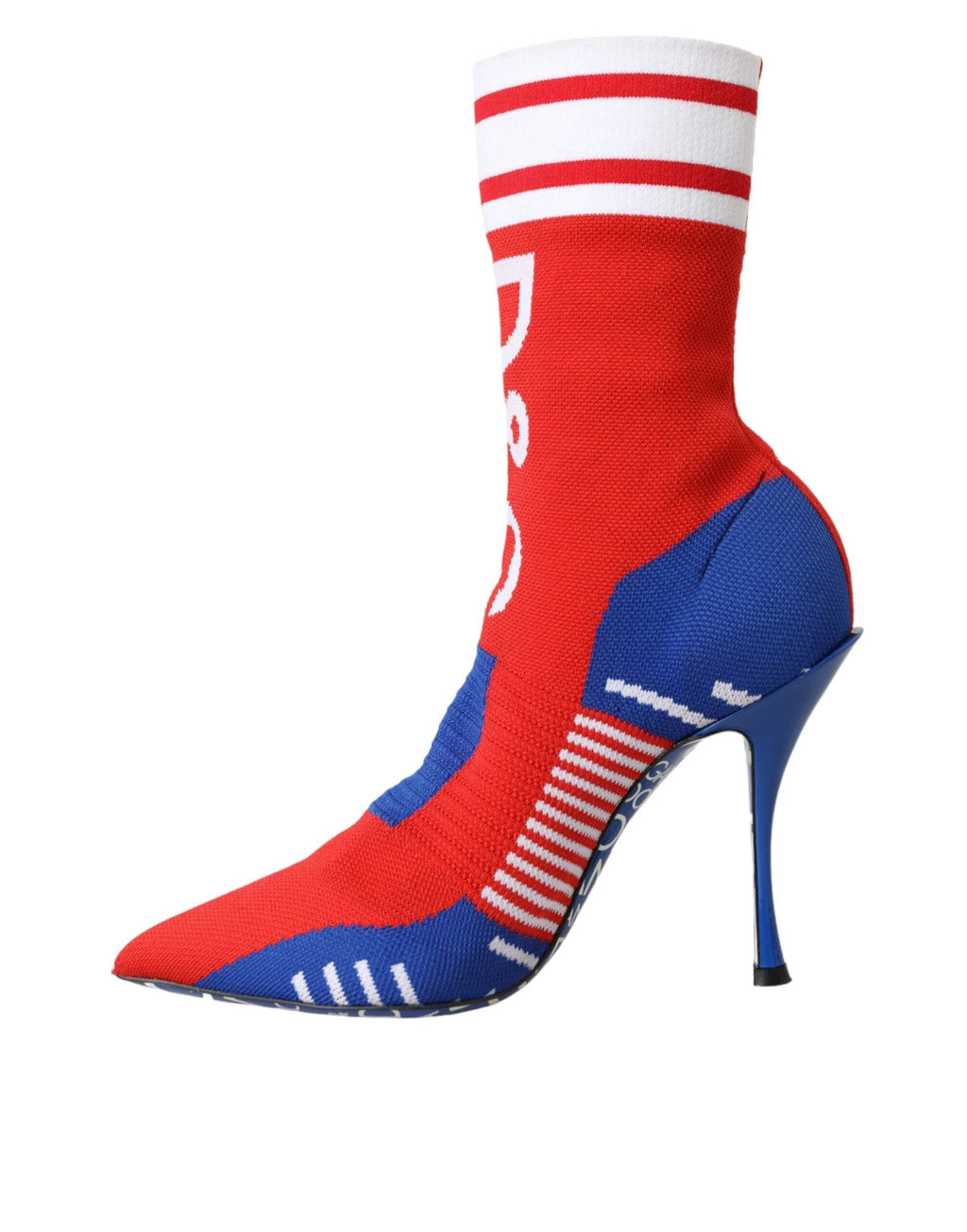 Dolce & Gabbana Red Blue Stretch Sock Style Ankle Boots Logo Shoes by Dolce & Gabbana