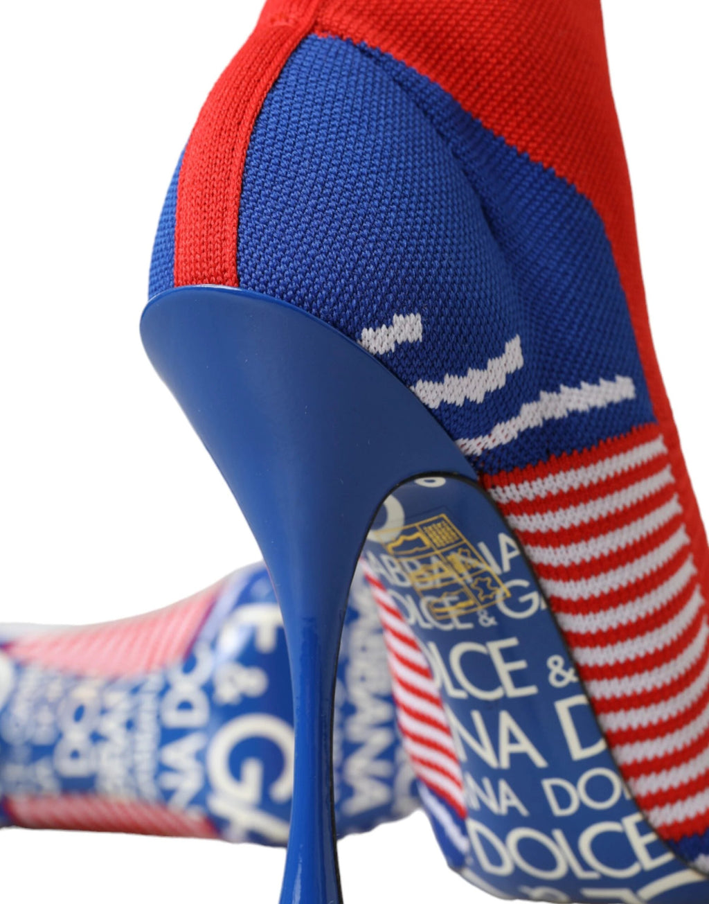 Dolce & Gabbana Red Blue Stretch Sock Style Ankle Boots Logo Shoes by Dolce & Gabbana