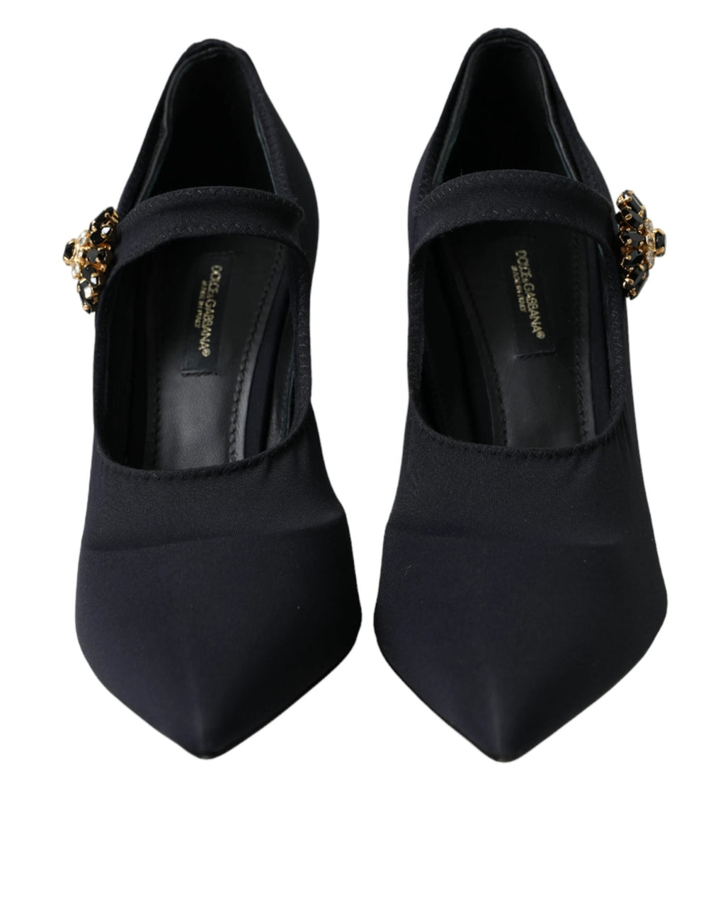 Dolce & Gabbana Black Mary Jane Jersey Crystal Pumps Shoes by Dolce & Gabbana