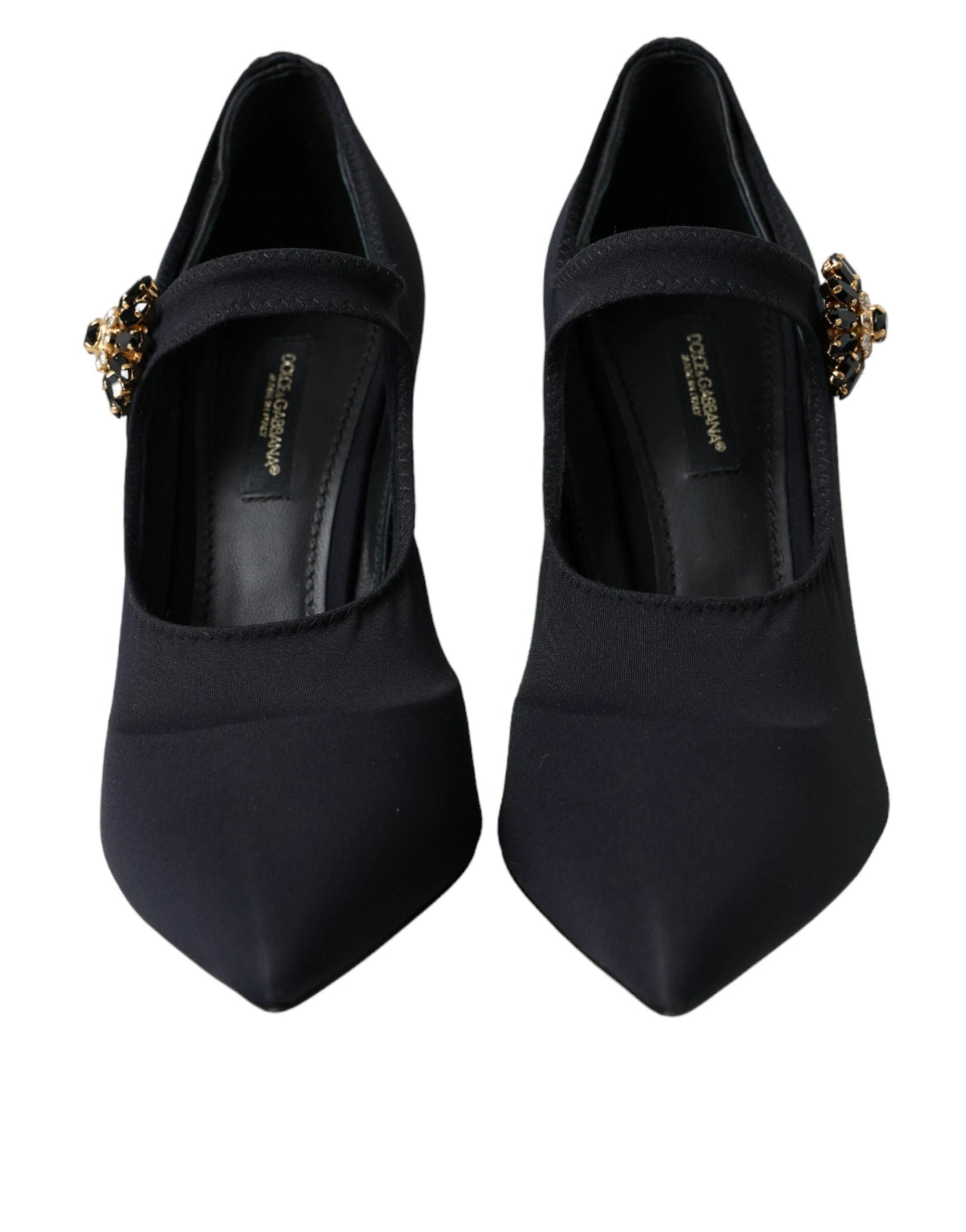Dolce & Gabbana Black Mary Jane Jersey Crystal Pumps Shoes by Dolce & Gabbana