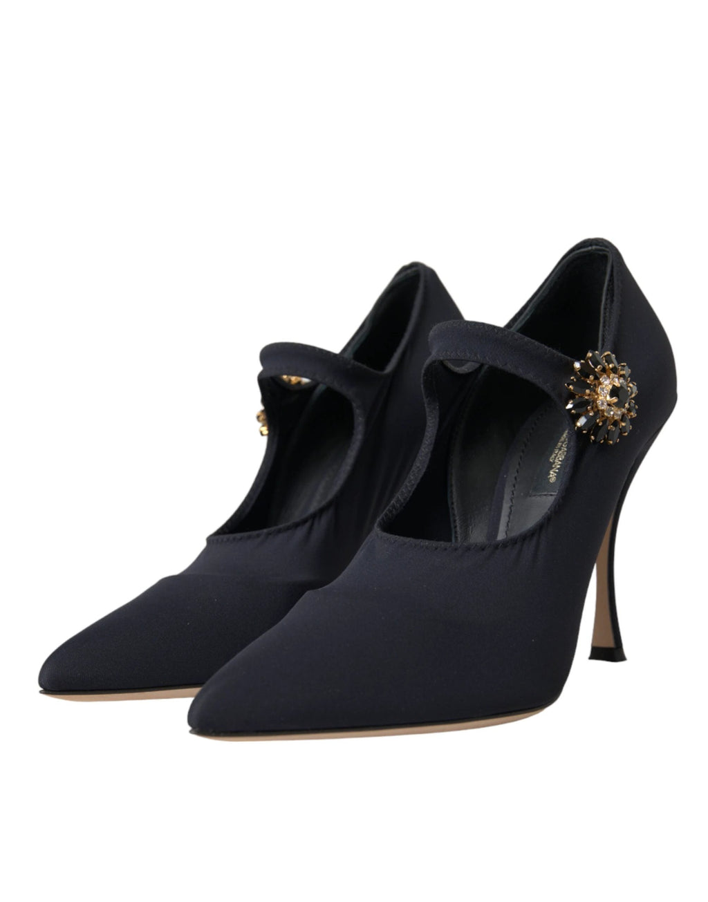 Dolce & Gabbana Black Mary Jane Jersey Crystal Pumps Shoes by Dolce & Gabbana