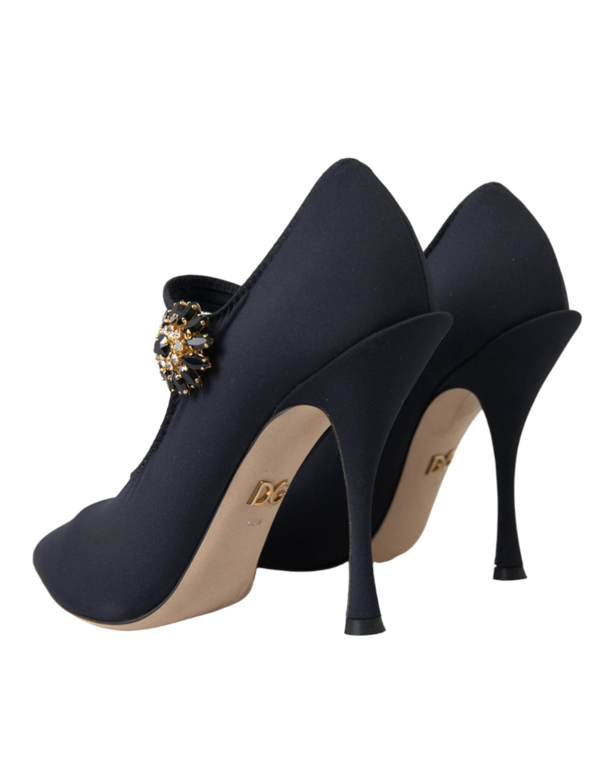 Dolce & Gabbana Black Mary Jane Jersey Crystal Pumps Shoes by Dolce & Gabbana