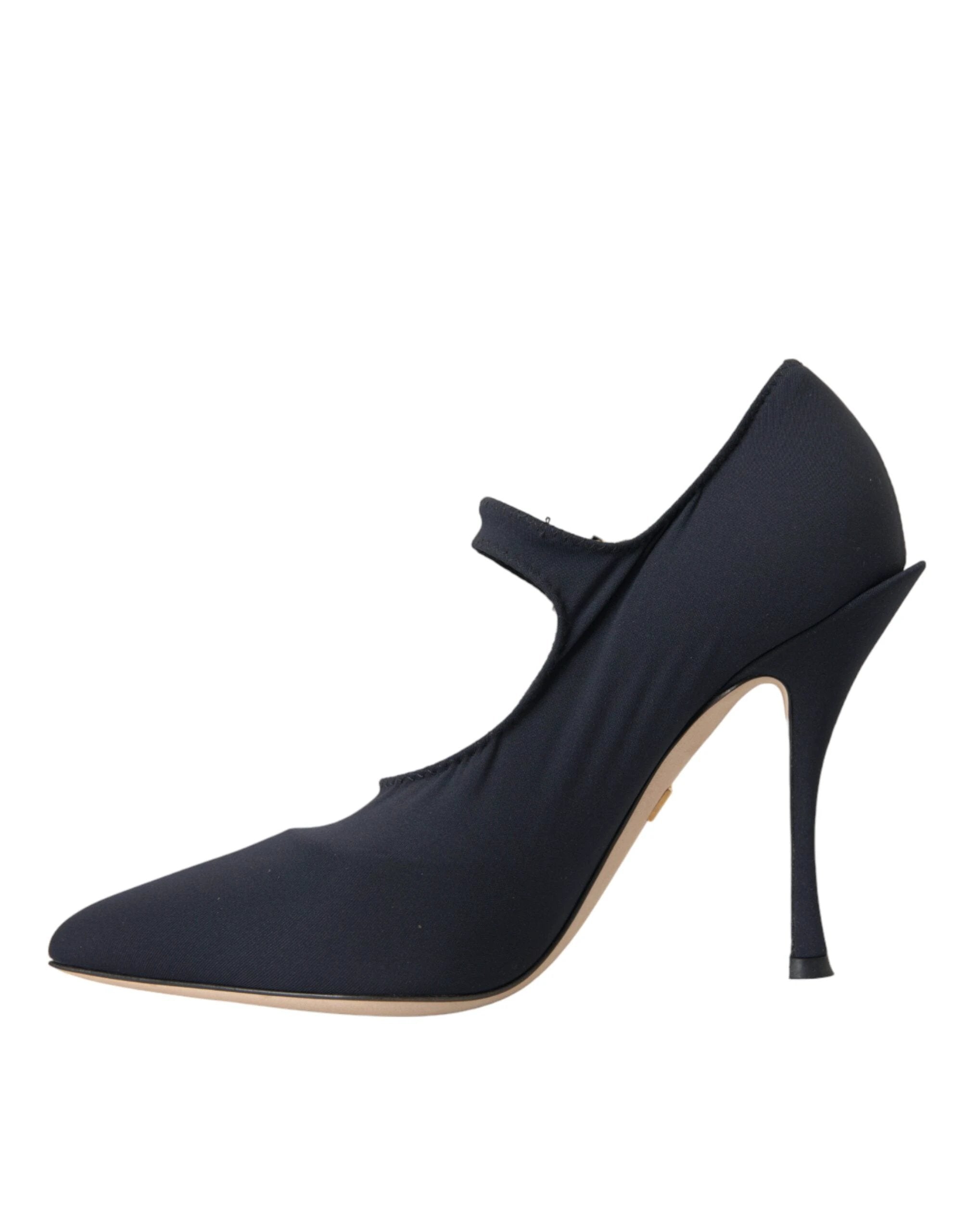 Dolce & Gabbana Black Mary Jane Jersey Crystal Pumps Shoes by Dolce & Gabbana