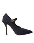 Dolce & Gabbana Black Mary Jane Jersey Crystal Pumps Shoes by Dolce & Gabbana