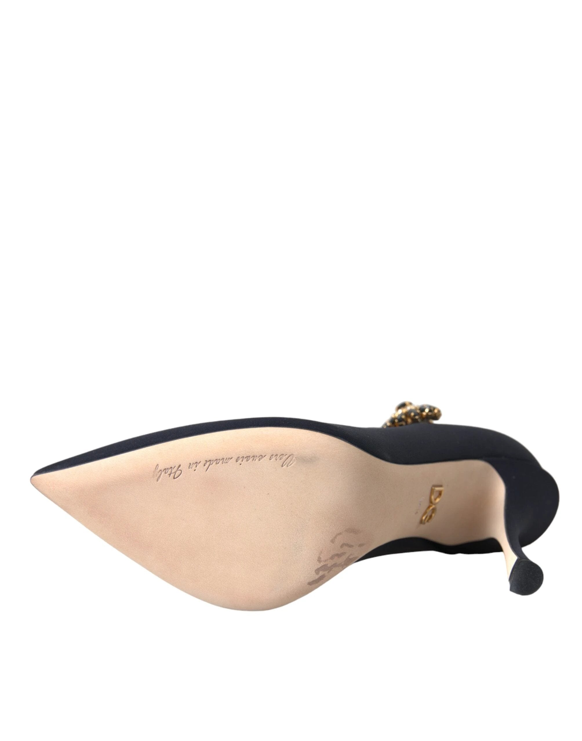 Dolce & Gabbana Black Mary Jane Jersey Crystal Pumps Shoes by Dolce & Gabbana