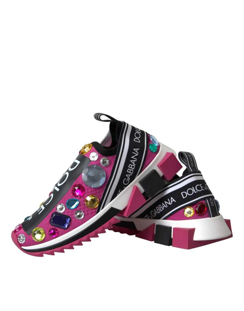 Dolce & Gabbana Pink Sorrento Crystals Sneakers Shoes by Dolce & Gabbana
