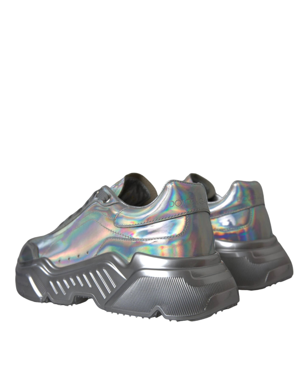 Dolce & Gabbana Silver Iridescent DAYMASTER Leather Sneakers Shoes by Dolce & Gabbana