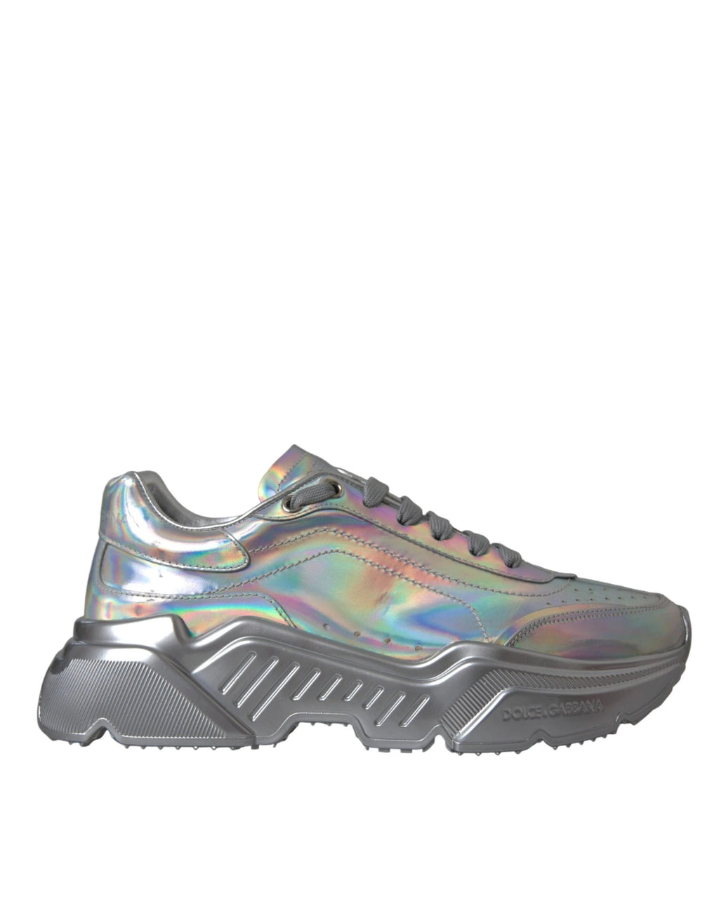 Dolce & Gabbana Silver Iridescent DAYMASTER Leather Sneakers Shoes by Dolce & Gabbana